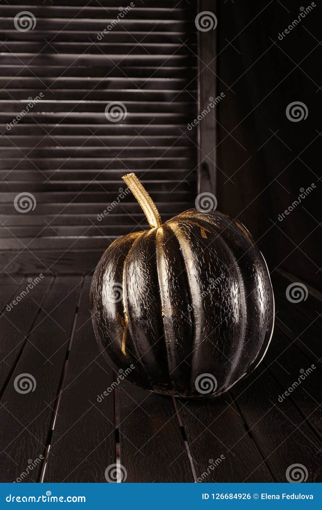 Black with Gold Pumpkins. Home Decoration for Halloween in the Modern ...