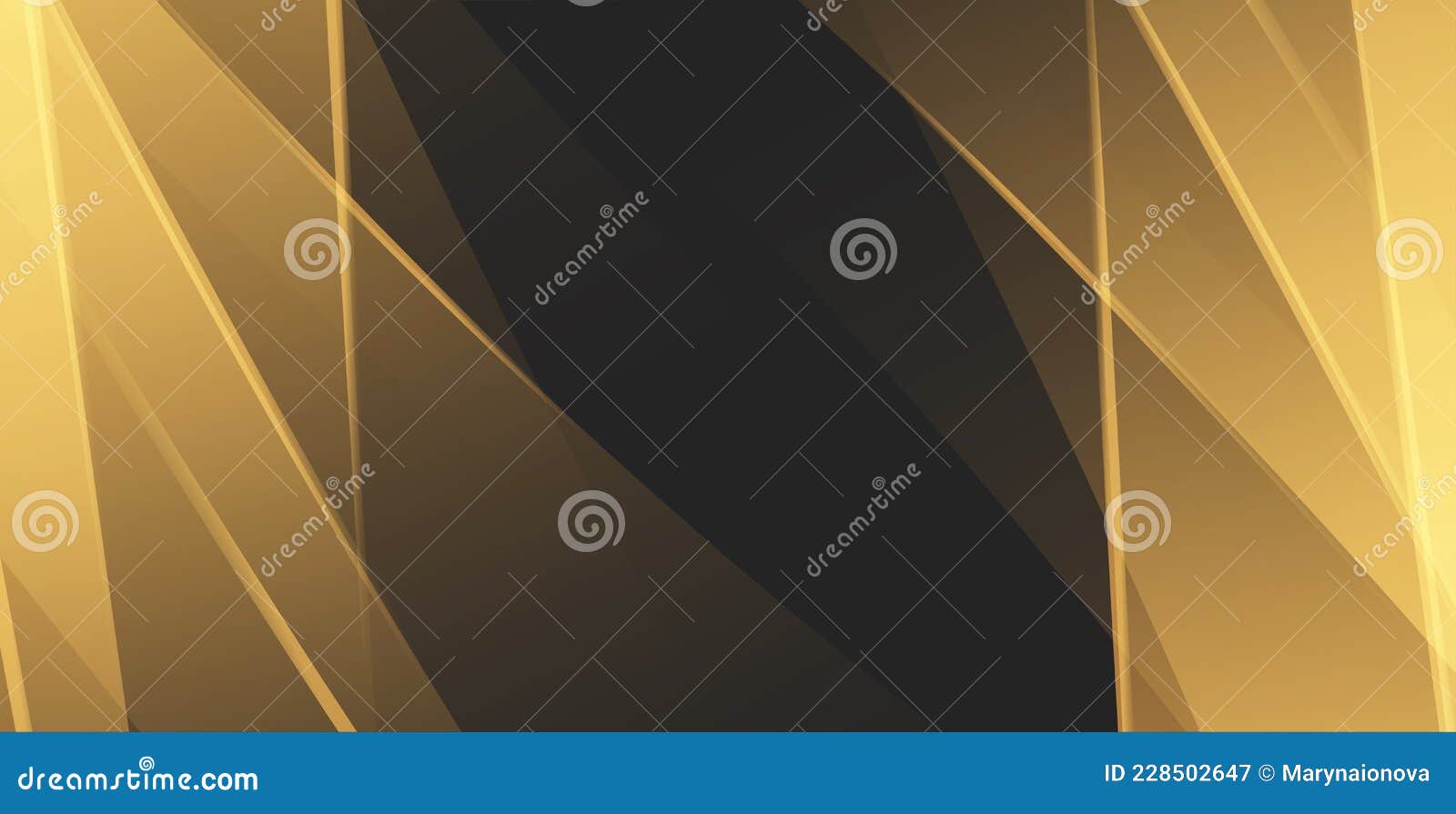 black and gold straigt plates crossing and creating abstract composition