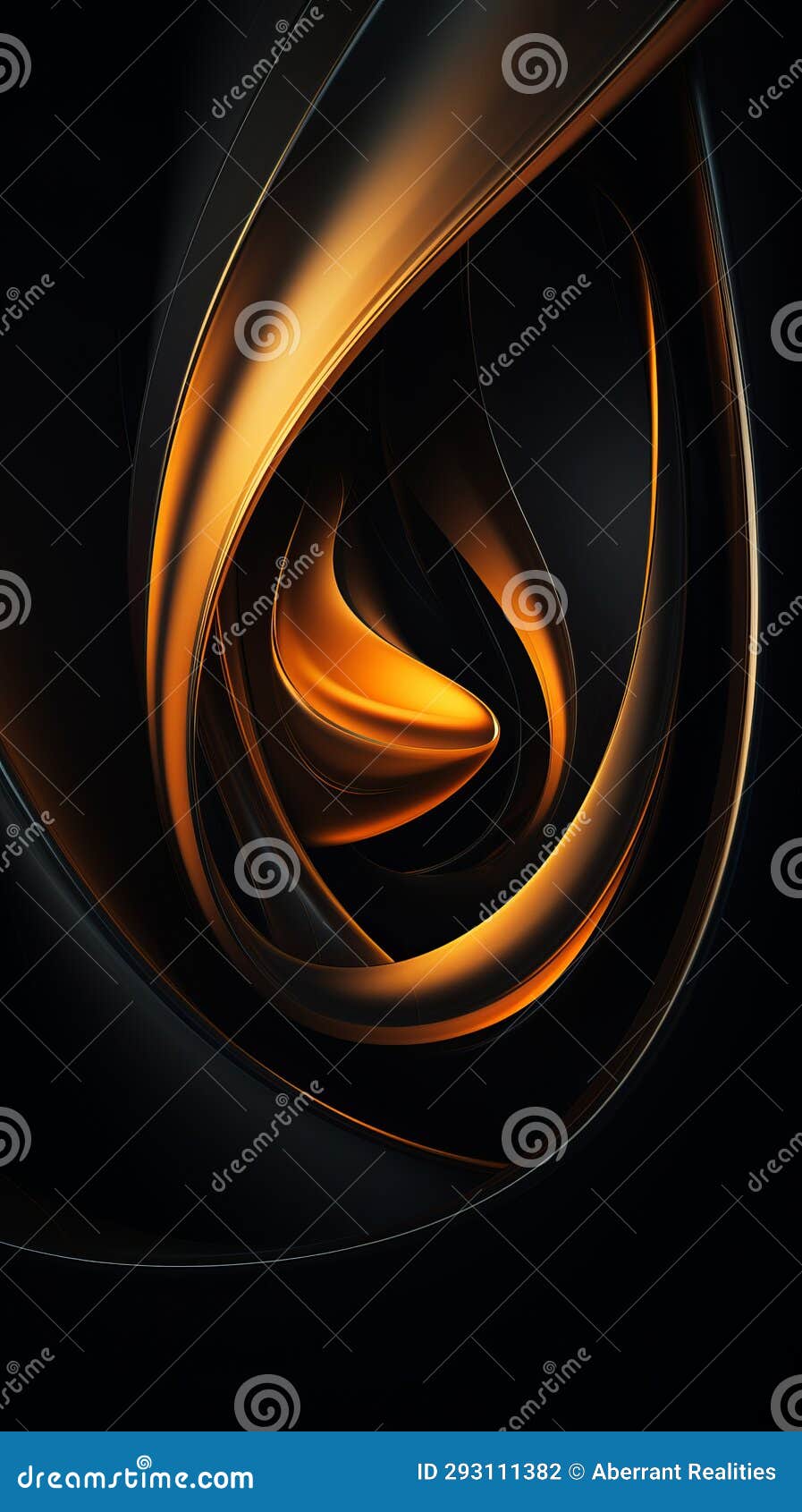 A Black and Gold Swirl on a Black Background Stock Illustration