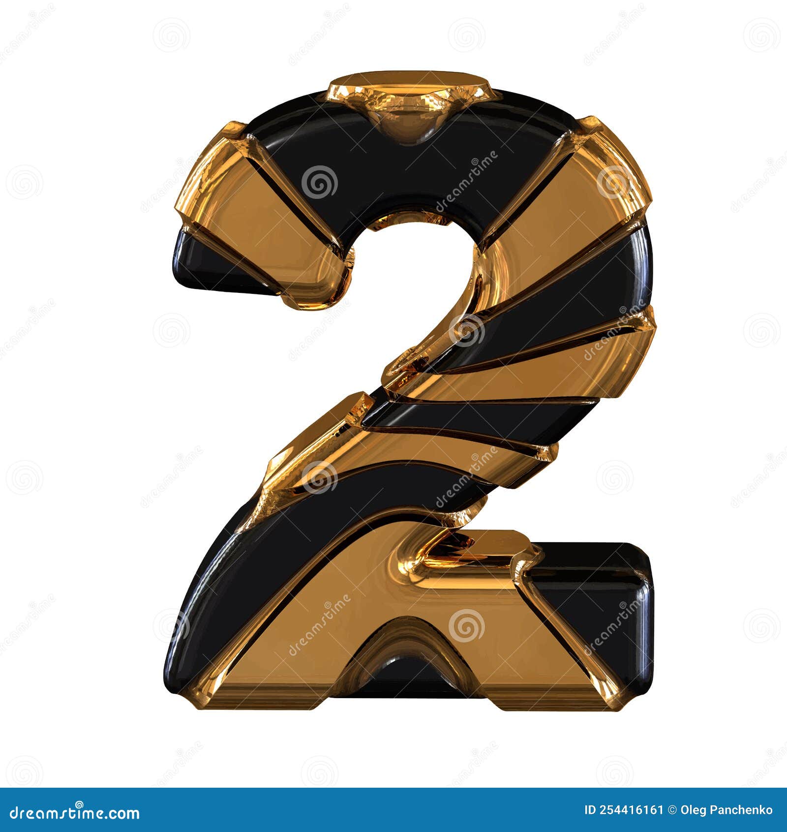 Black and Gold Symbol. Number 2 Stock Vector Illustration of text