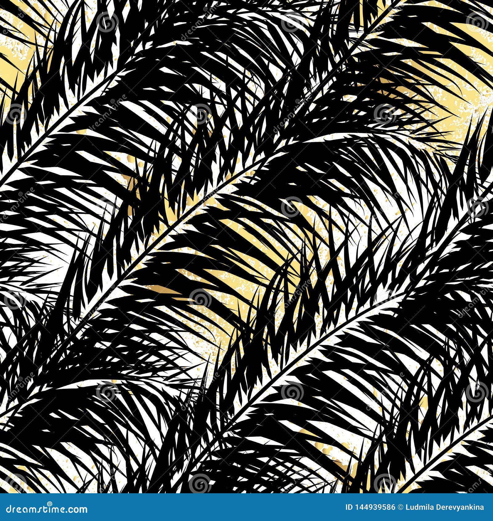 Black And Gold Vector Palm Trees Hand Drawn Seamless Pattern Summer Tropical Palm Tree Leaves Seamless Pattern Abstract Nature Stock Illustration Illustration Of Palm Leaf 144939586