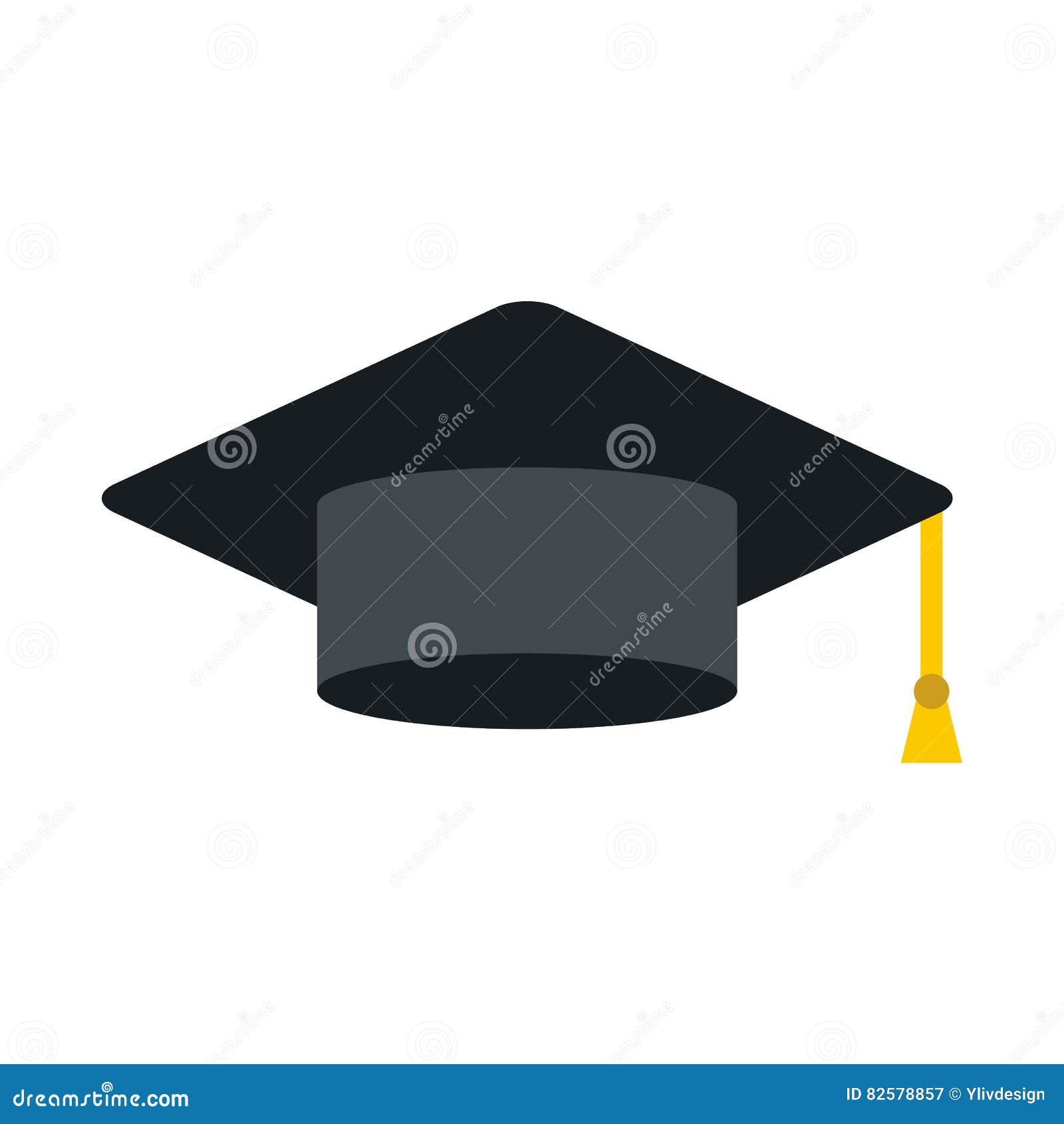 Black Graduation Cap Icon, Flat Style Stock Vector - Illustration of ...
