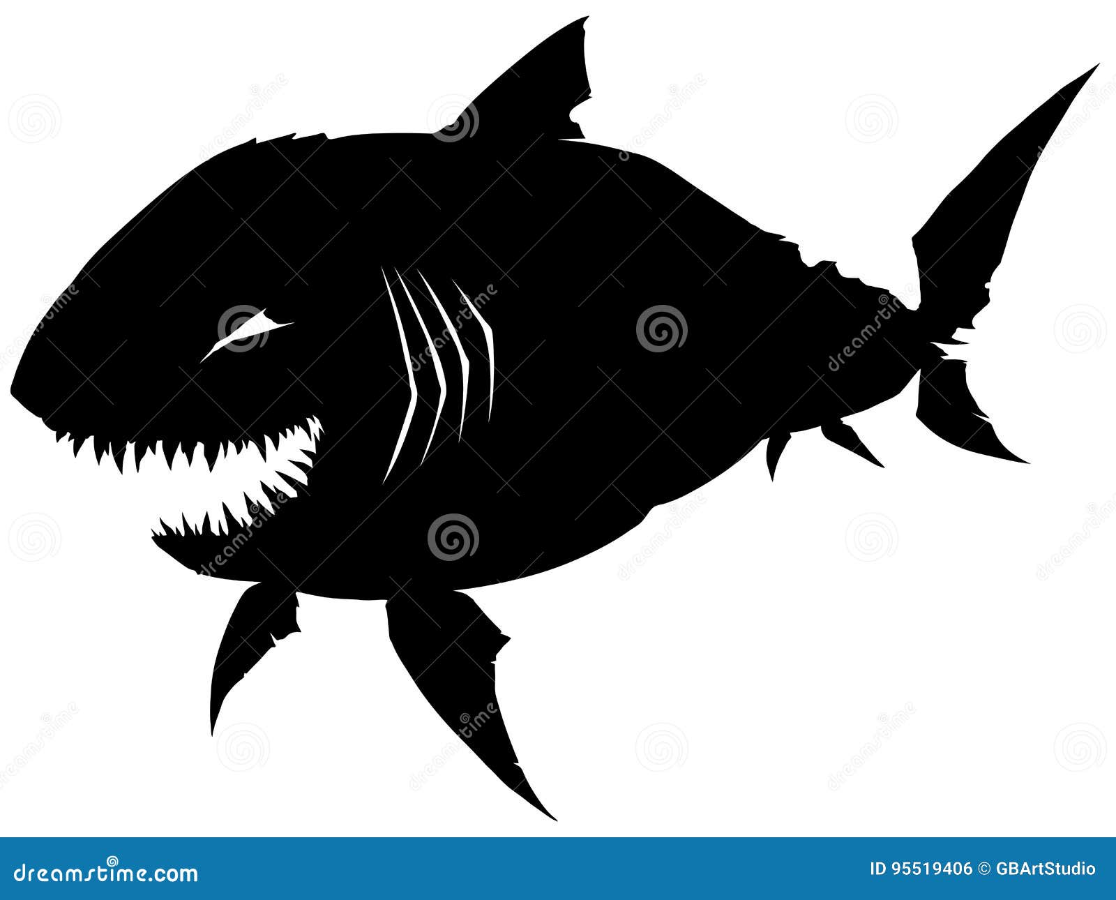 Download Black Graphic Silhouette Shark With Sharp Teeth Stock ...