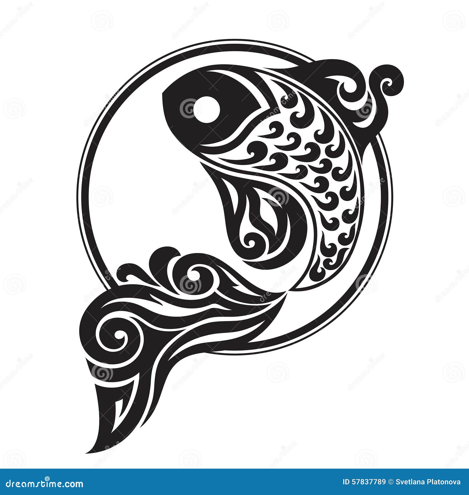 Black Graphically Drawing Of A Fish Stock Vector - Image 