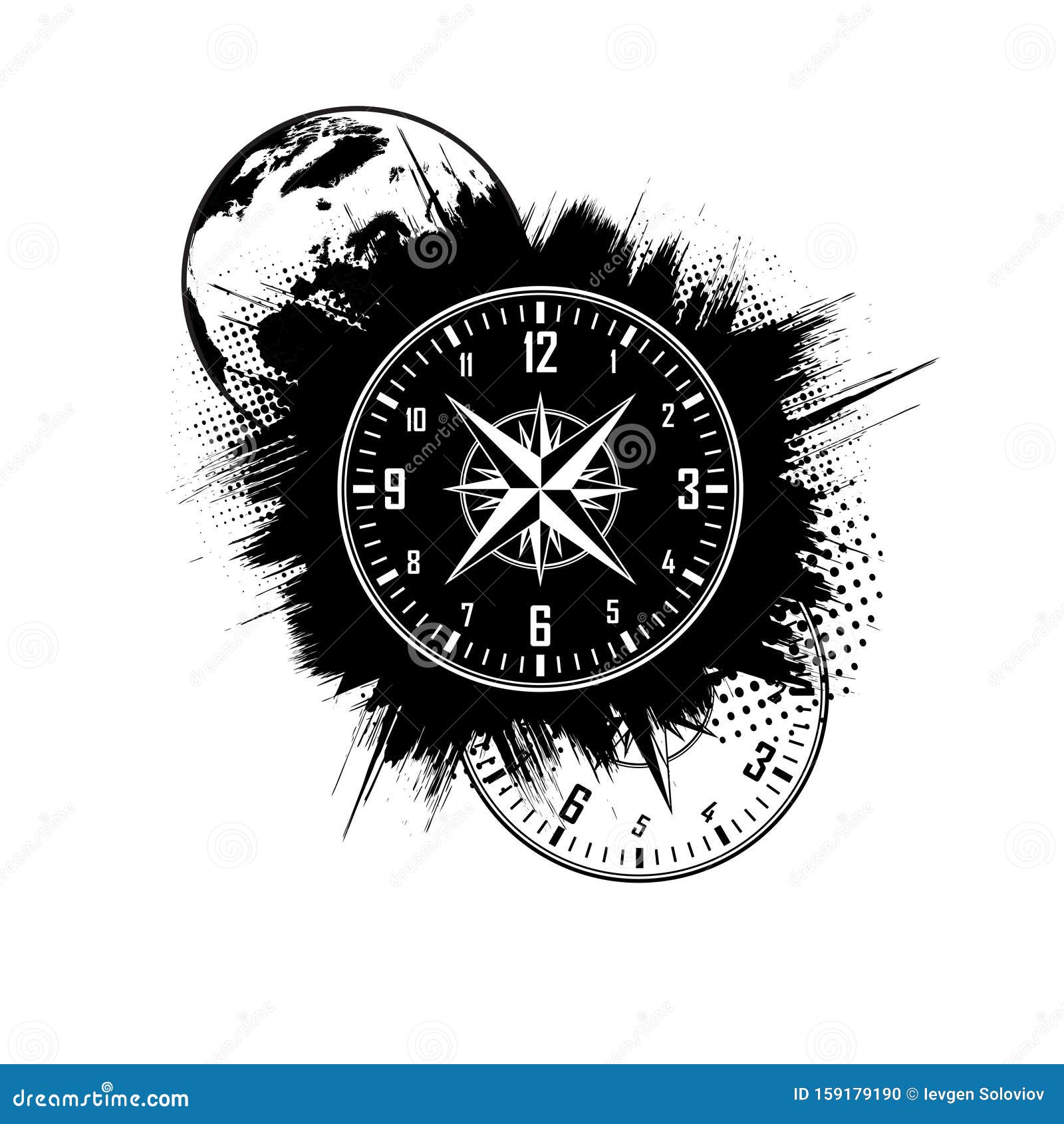 World Map Clock Grunge Background Stock Vector - Illustration of arrow ...