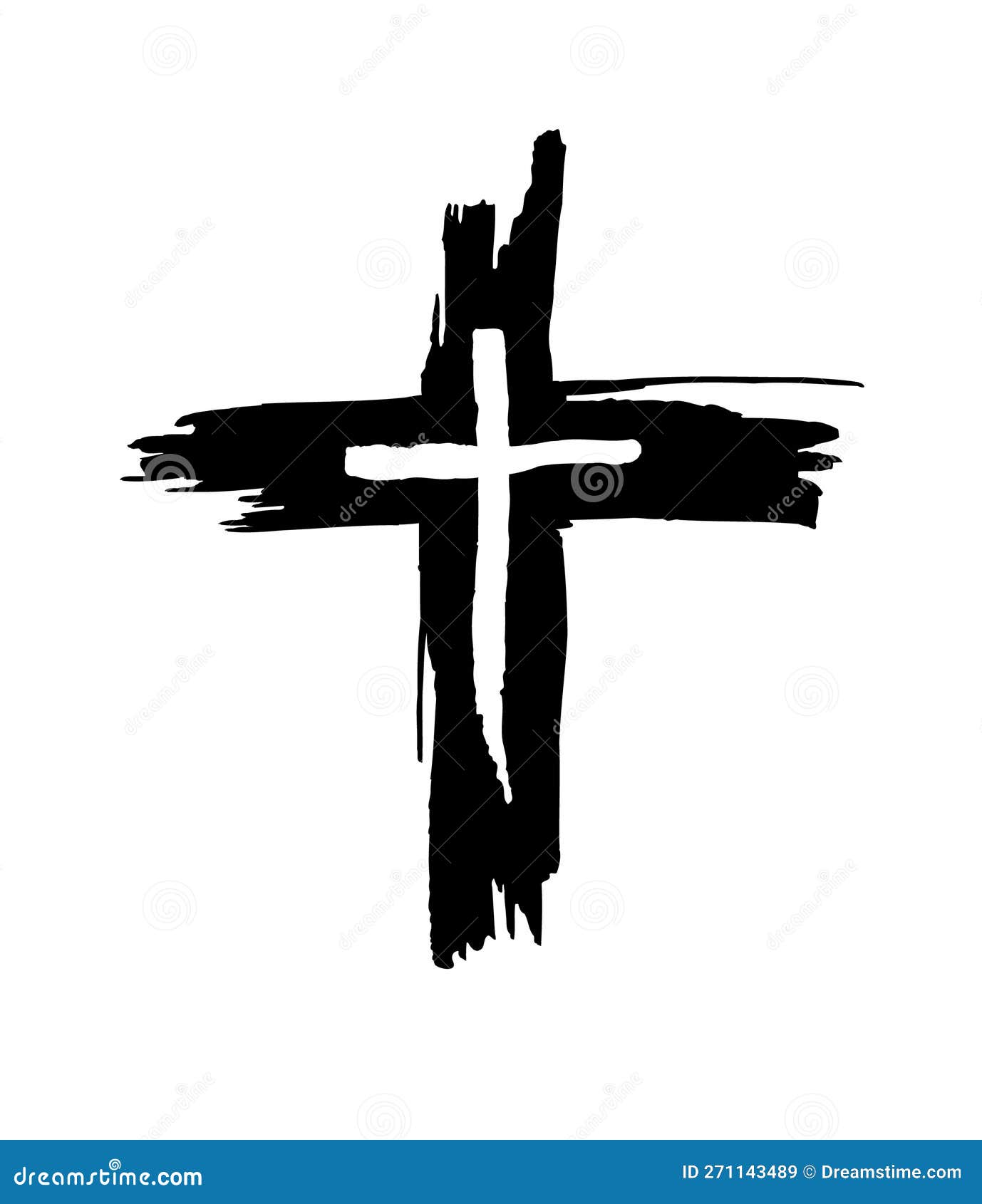 Hand Drawn Black Grunge Cross Icon, Simple Christian Cross Sign, Hand ...