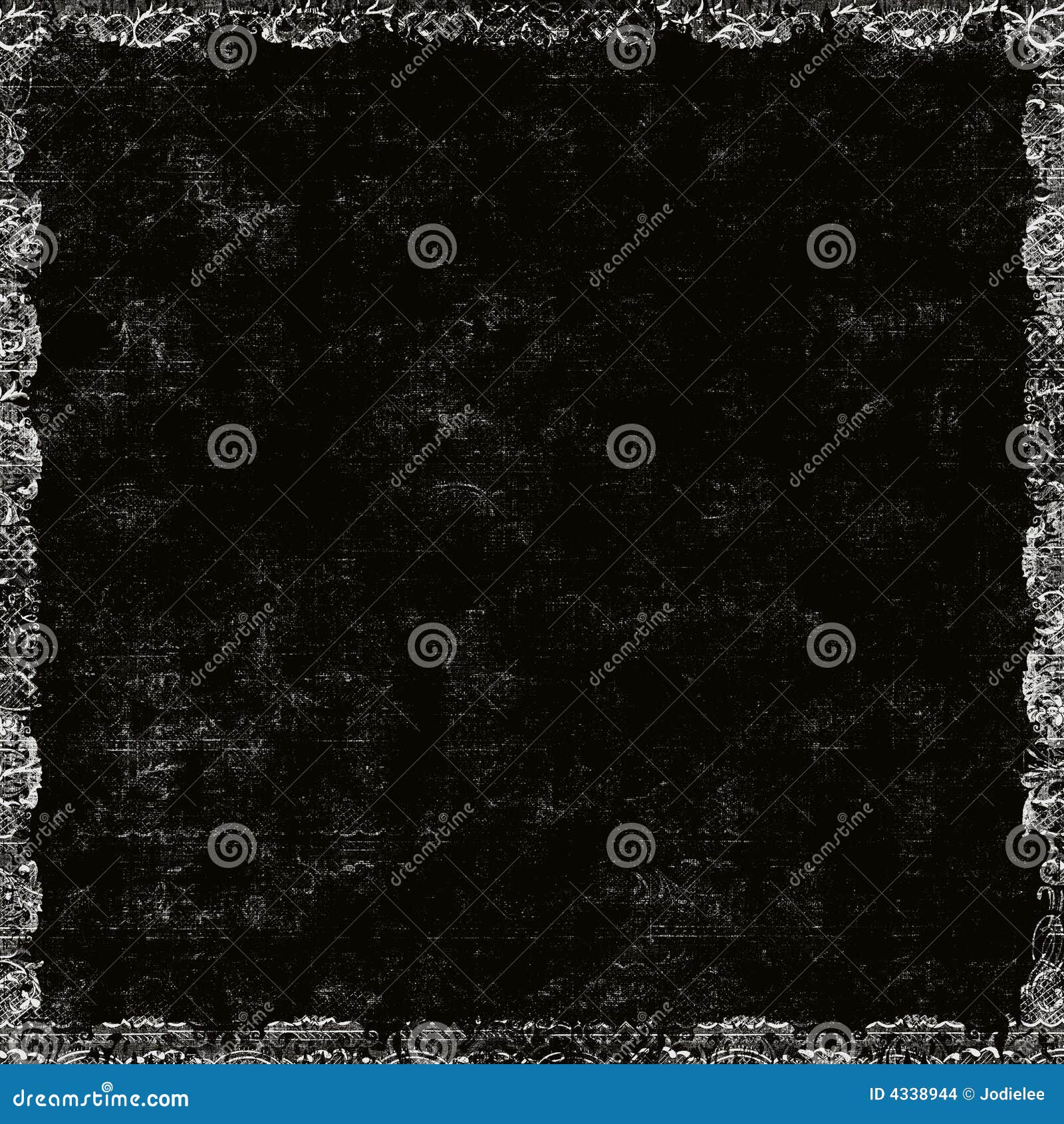 black grungy floral border