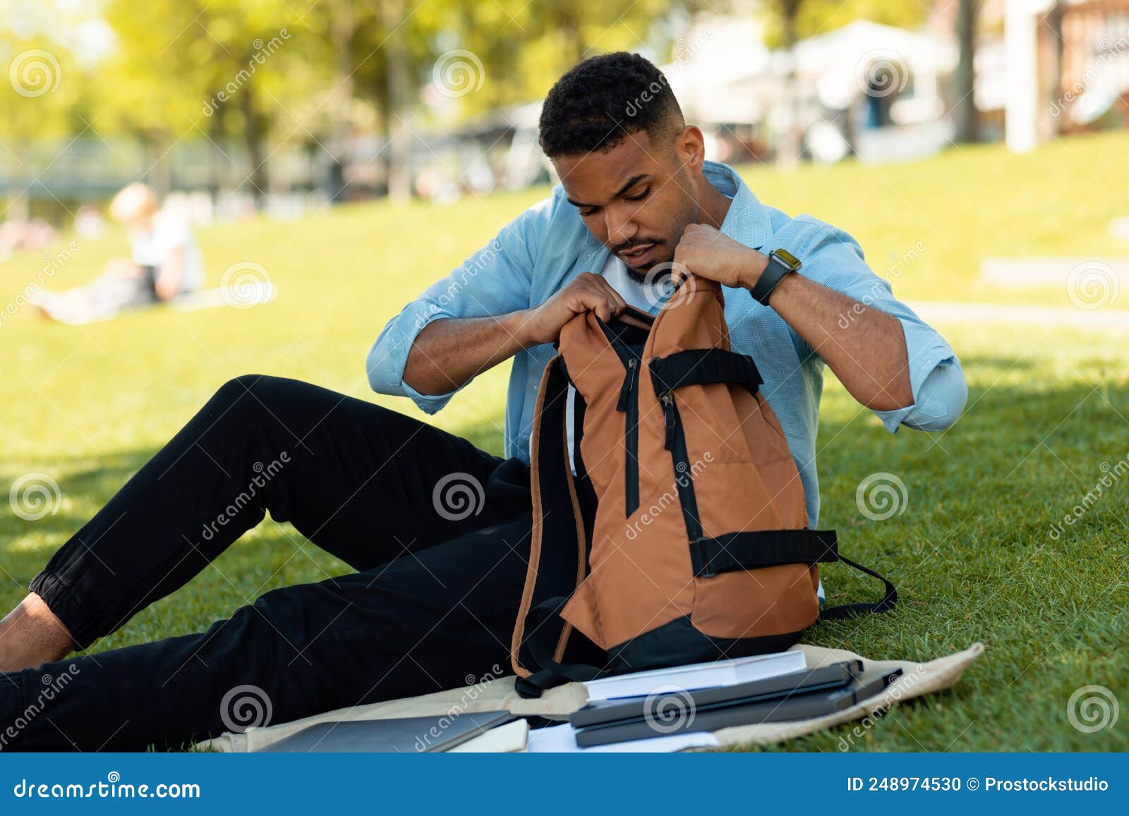 Close Up Hipster Man With Eco Bag Outdoor Stock Photo, Picture and Royalty  Free Image. Image 124899668.