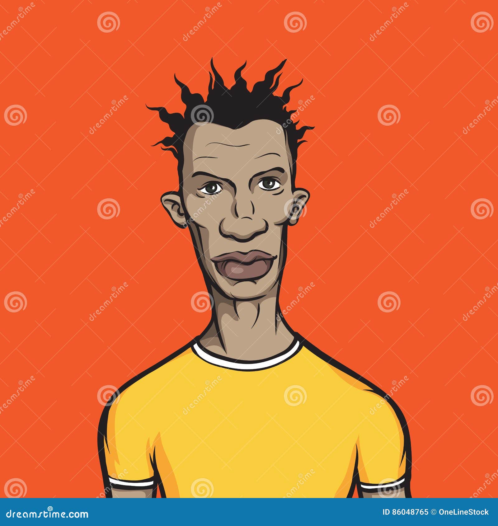 Black Guy in Yellow Tshirt Stock Vector Illustration of clipart