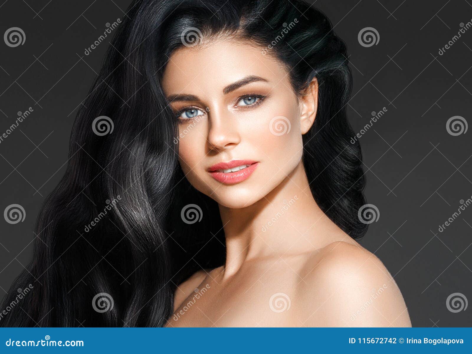 Black Hair Woman. Beautiful Brunette Hairstyle Fashion Portrait Stock Photo  - Image of blonde, closeup: 115672742