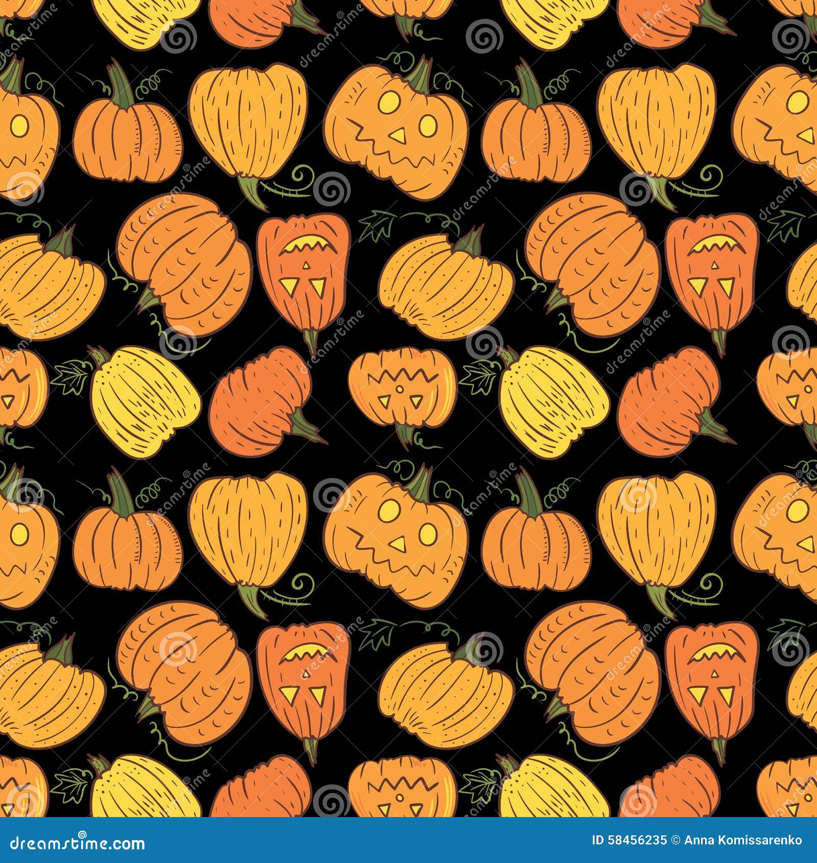 Black Halloween Pumpkin Pattern Stock Vector - Illustration of smile ...