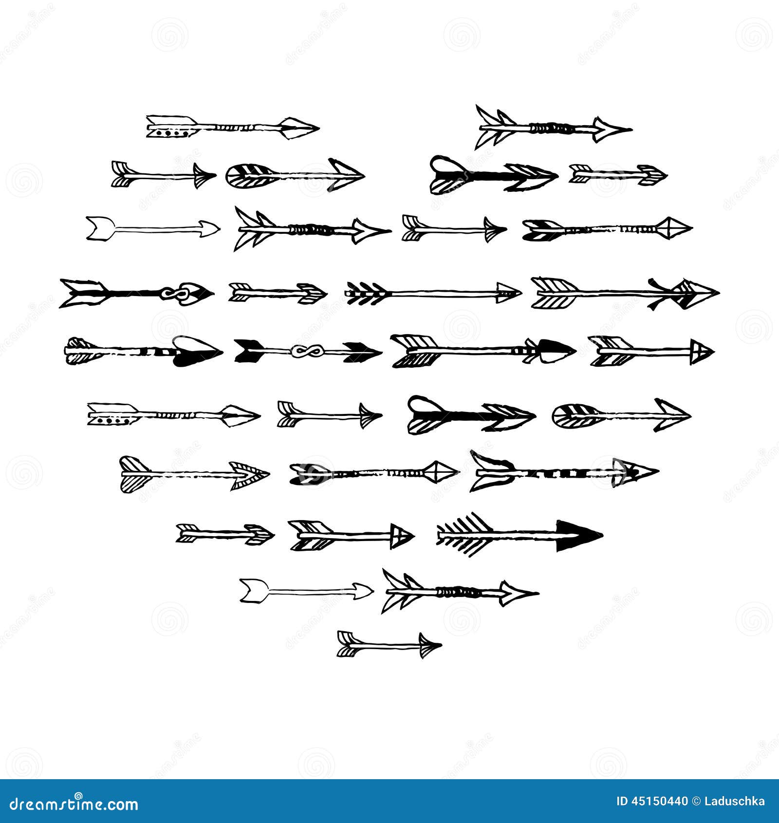 Black Hand Drawn Arrows Heart Composition Stock Vector - Illustration ...