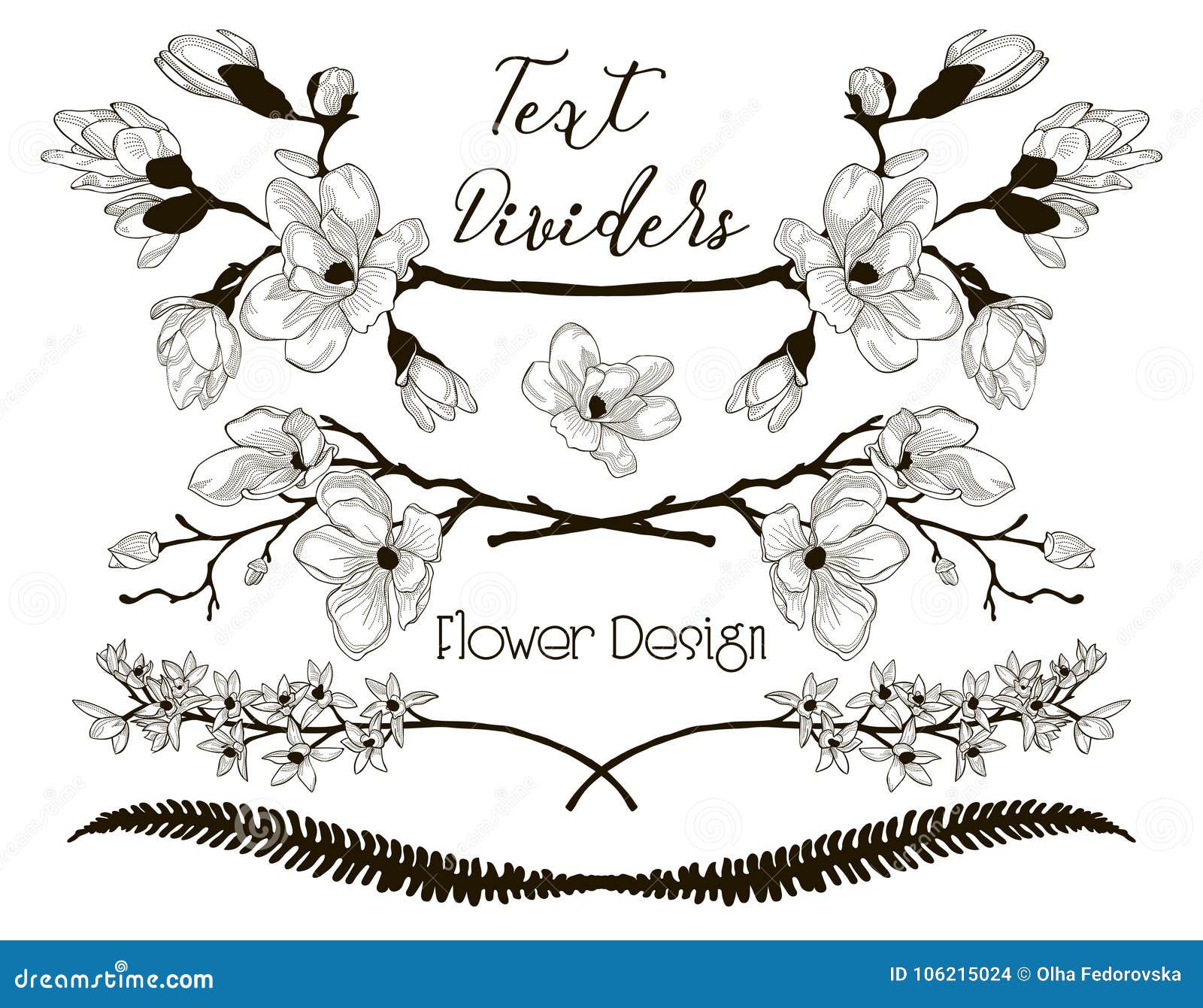 Download Vector Black Floral Text Dividers. Flower Design Elements ...