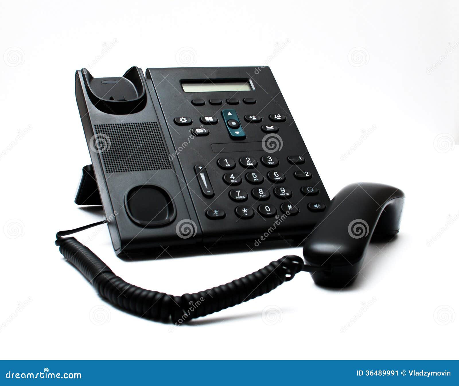 Black handset and a phone stock image. Image of landline 36489991