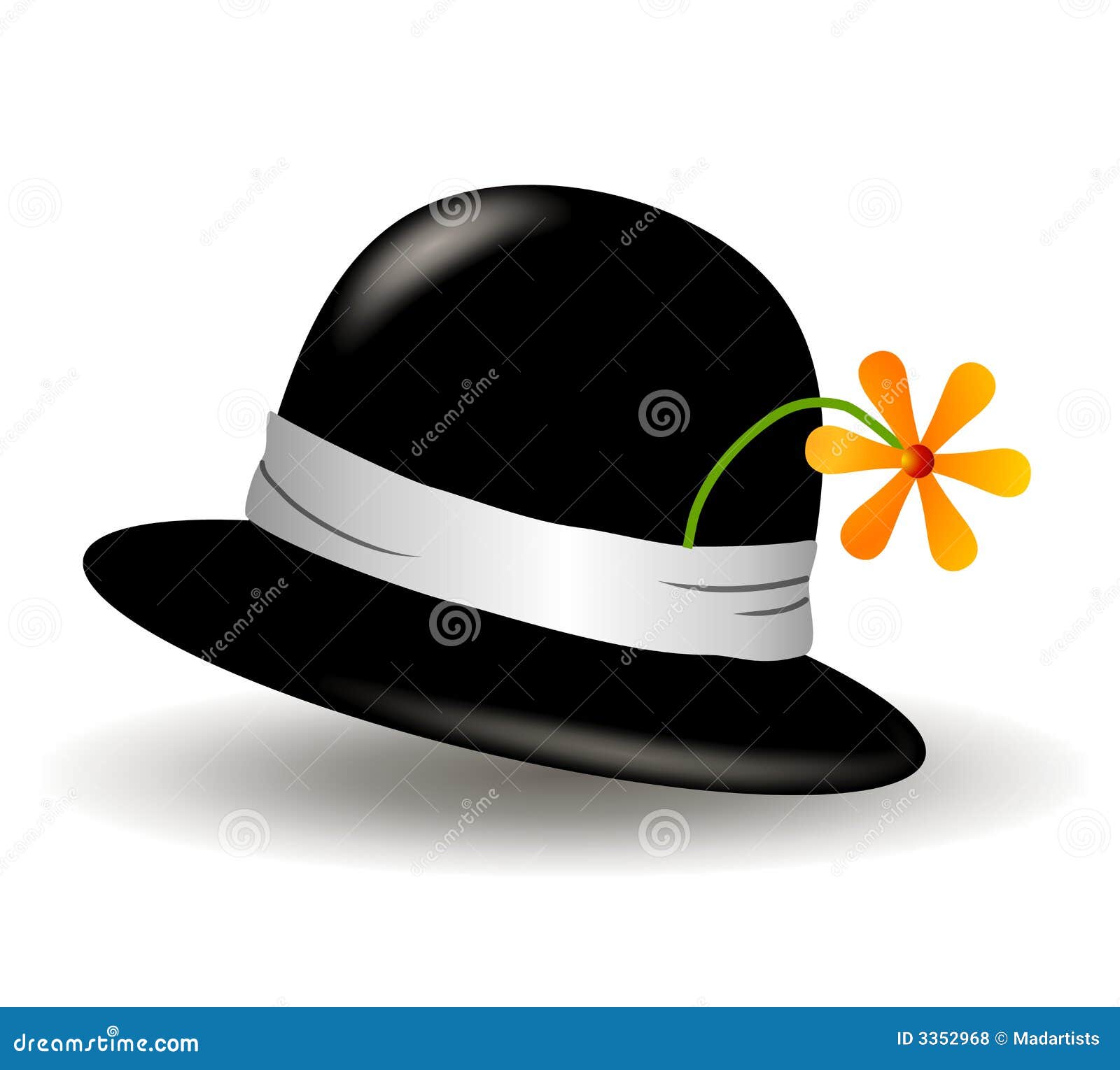 Black Hat With Flower Clip Art Royalty Free Stock Photos - Image: 3352968