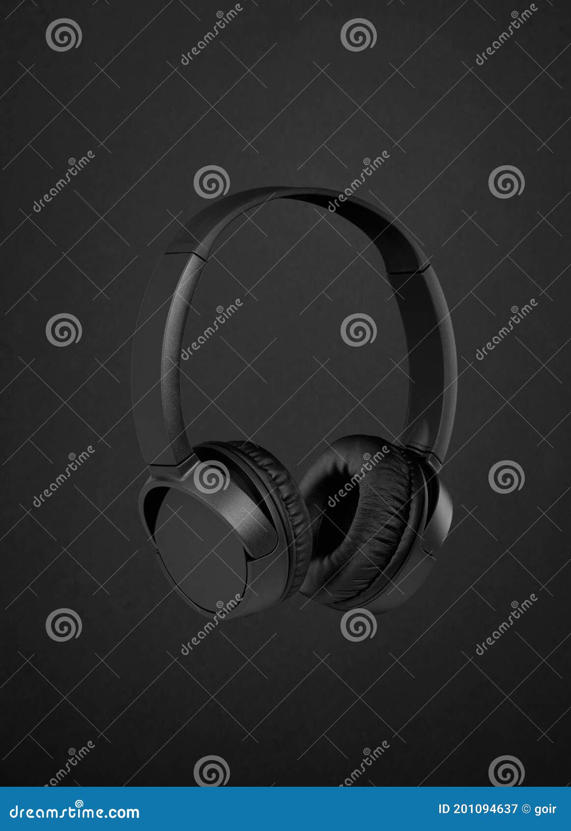 Black headphones stock image. Image of podcasting, desk 201094637