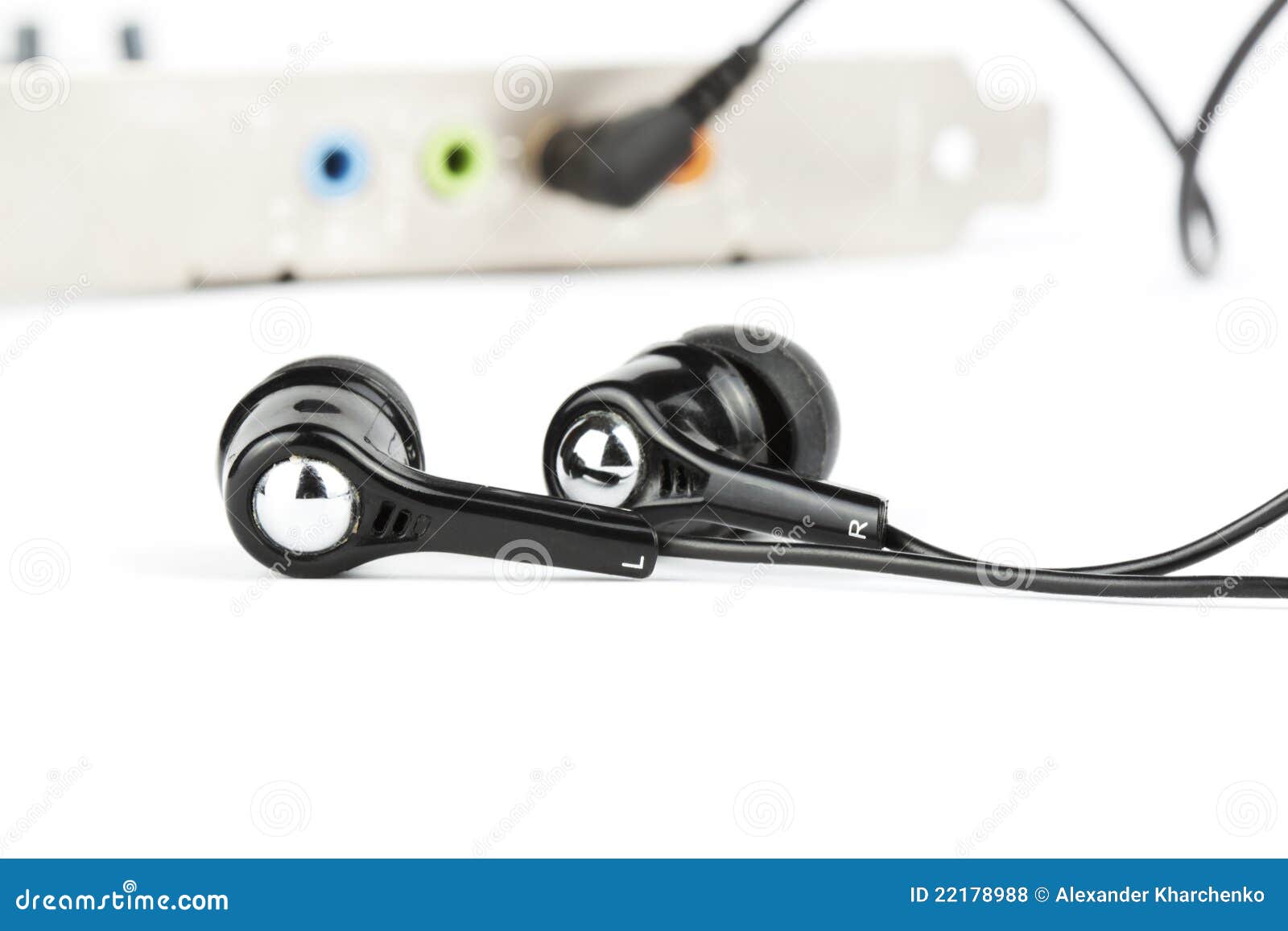 Black Headphones with Audio Card Stock Photo Image of audio, earbud