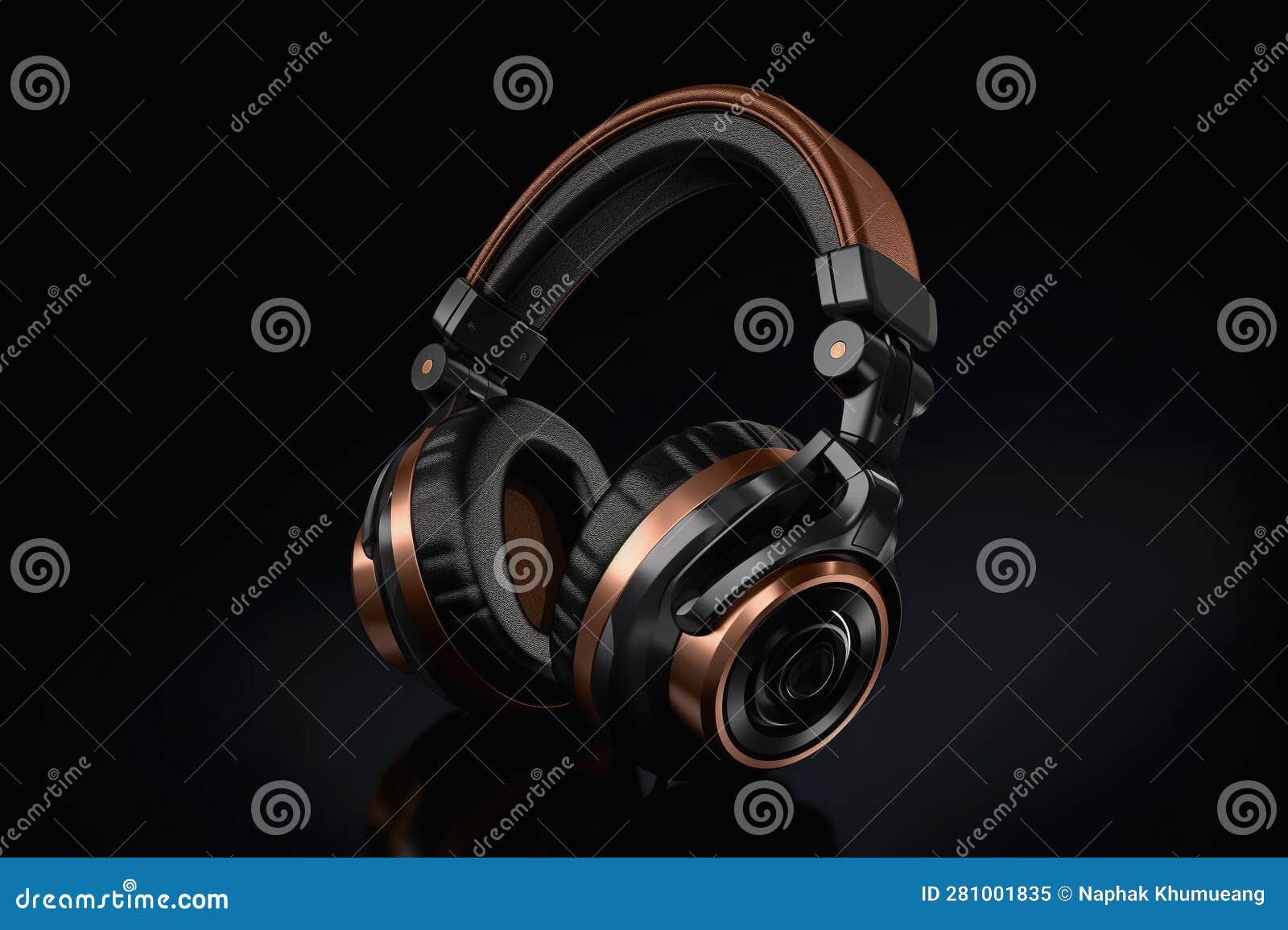 Black Headphones on Black Background. Stock Illustration Illustration