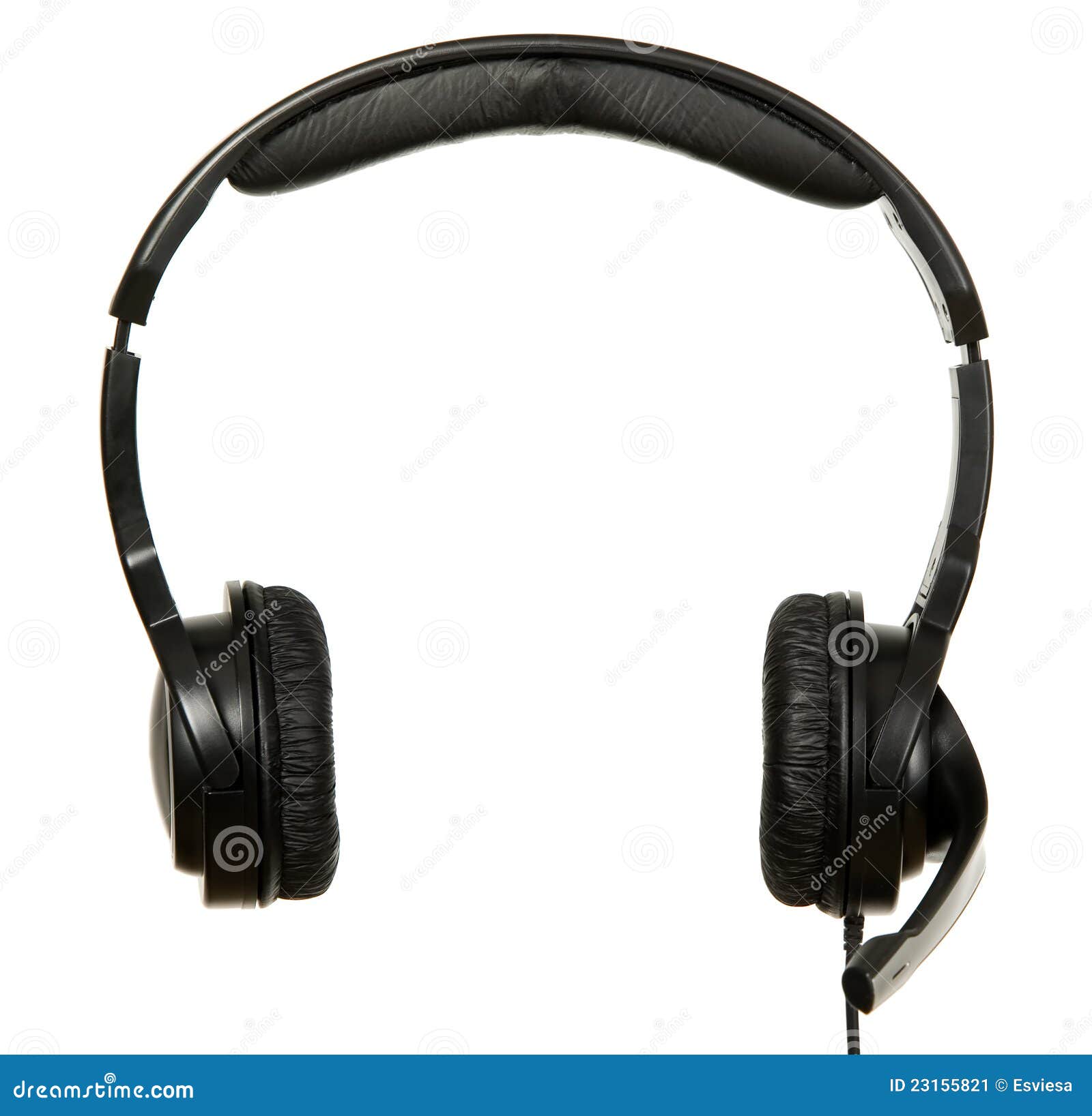Black Headphones with Microphone Stock Image Image of voice, device
