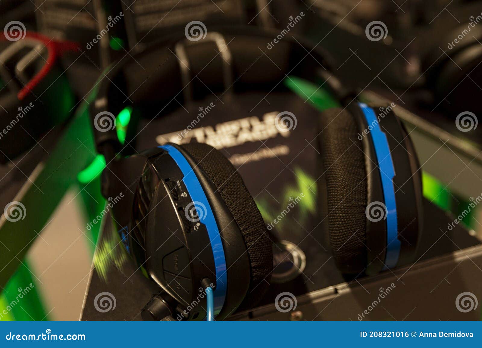 Black Headphones for Video Games. Closeup Stock Photo Image of gamer, close 208321016