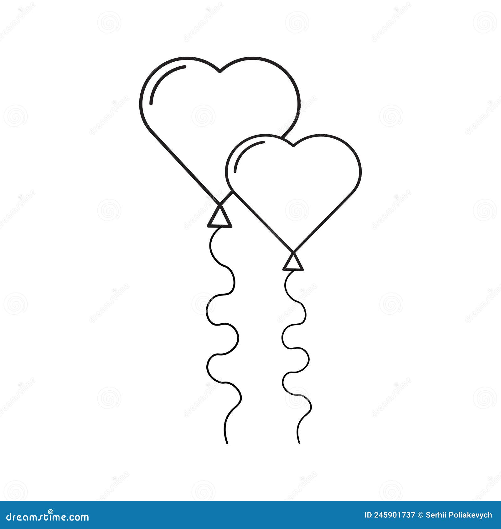 black heart balloon icon on white background. continuous line drawing. linear icon.  . stock image.