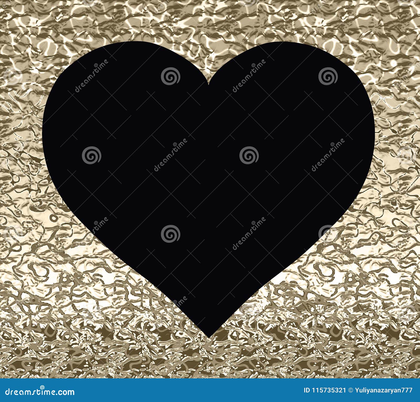 Black Heart on a Gold Background with a Texture Stock Illustration Illustration of shape