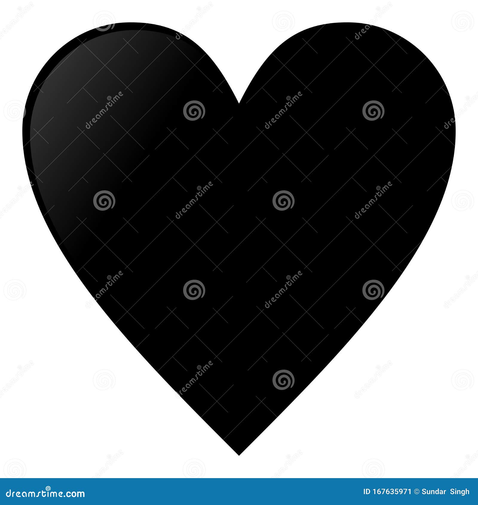 Black Heart Isolated on White Background, Vector Illustration. Stock