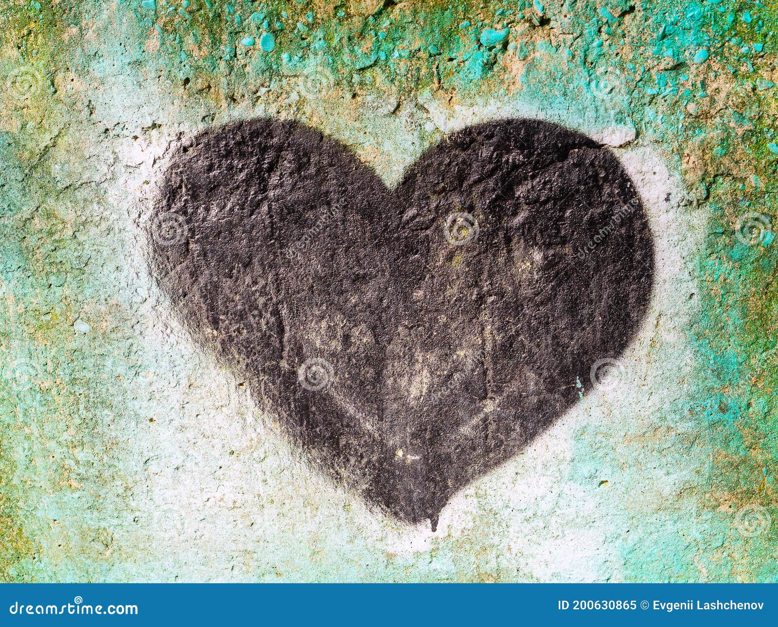 Black Heart Painted on a Concrete Wall with Spray Paint Stock Image