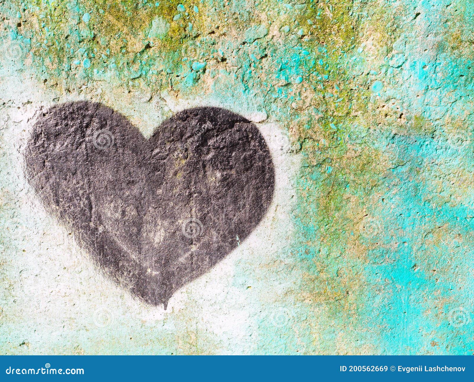 A Black Heart is Painted on a Concrete Wall with Spray Paint. Graffiti Stock Image Image of