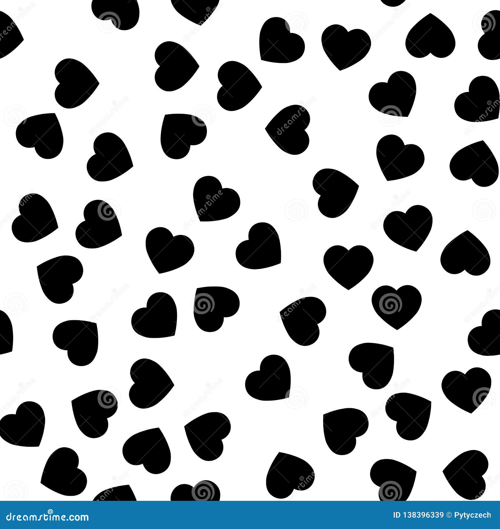 Black Heart Silhouettes Seamless Pattern. Random Scattered Hearts Background.  Love or Valentine Theme Stock Vector - Illustration of decoration,  romantic: 138396339