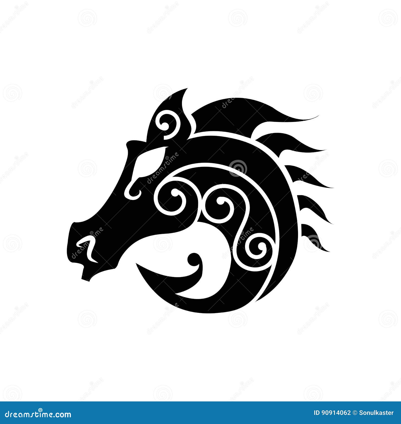 Black heraldic horse head stock vector. Illustration of freedom - 90914062