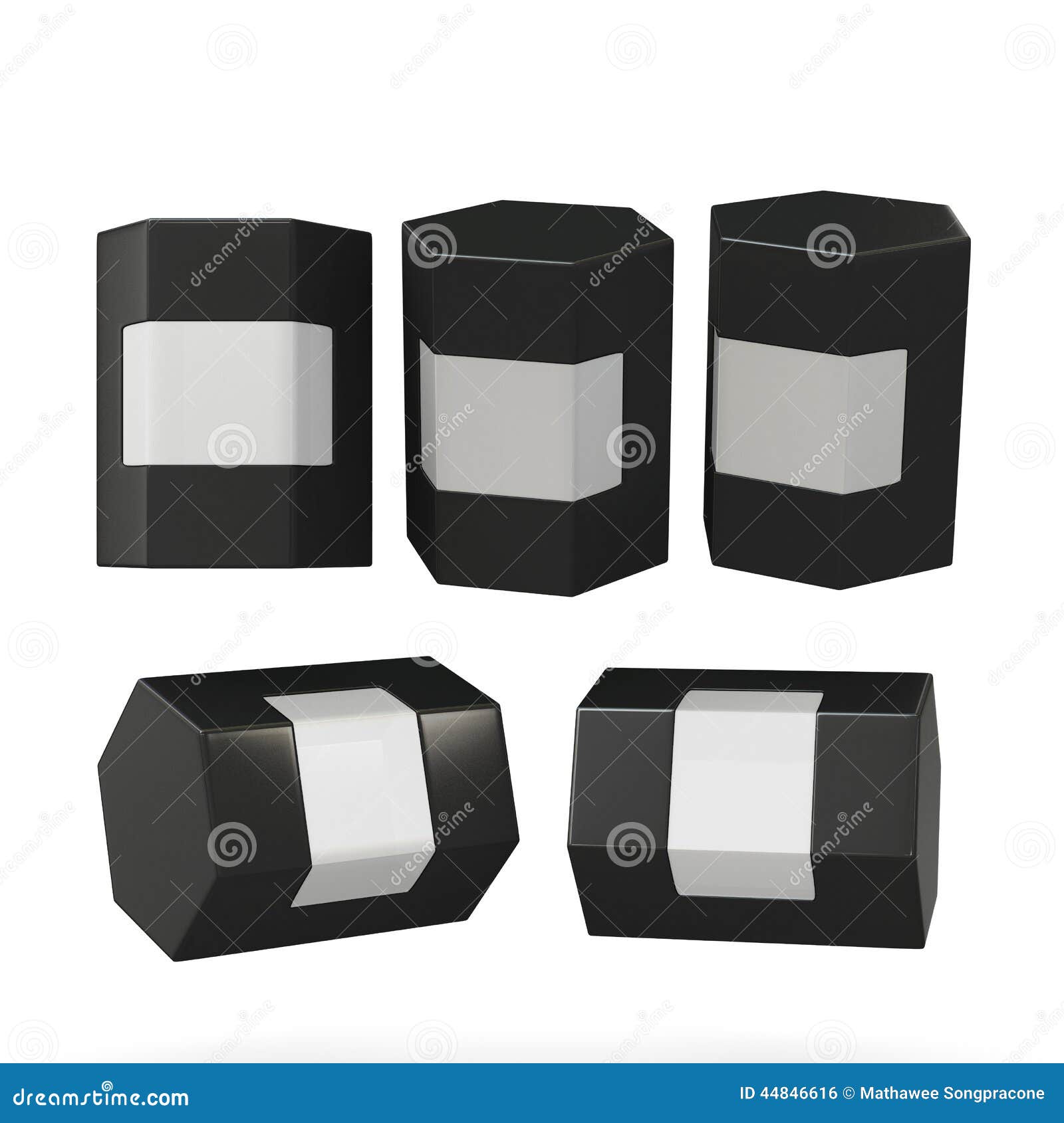 Download Black Hexagon Box Packaging With Clipping Path Stock Illustration Illustration Of Mock Container 44846616