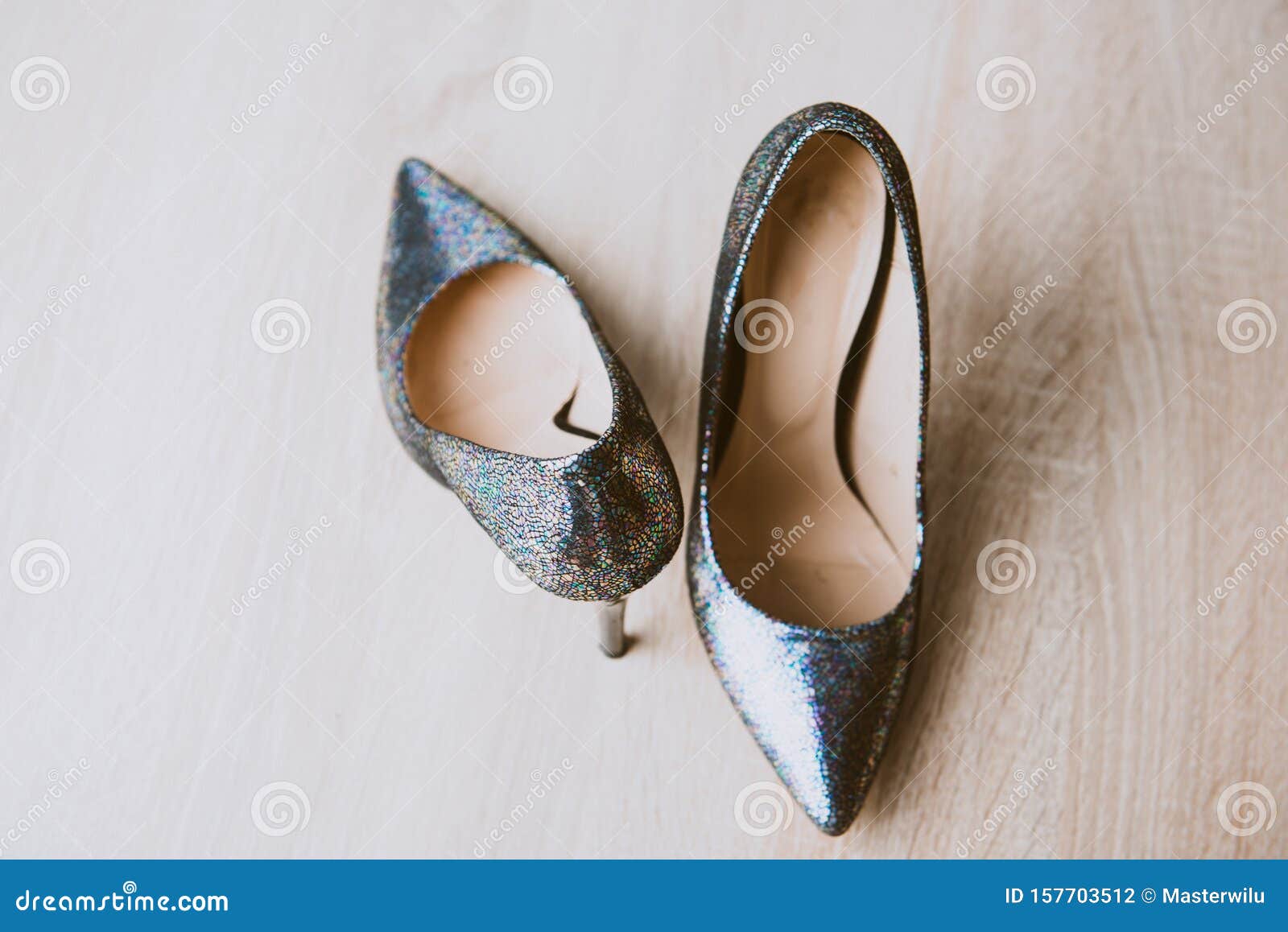 Black High Heel Women Shoes Isolated on Table Stock Photo - Image of ...