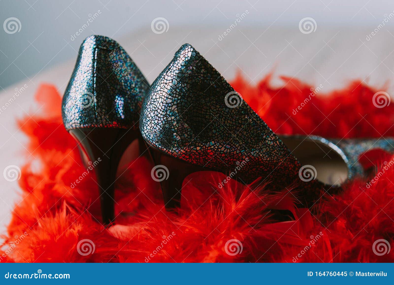 Black High Heel Women Shoes Isolated on Table Stock Image - Image of ...