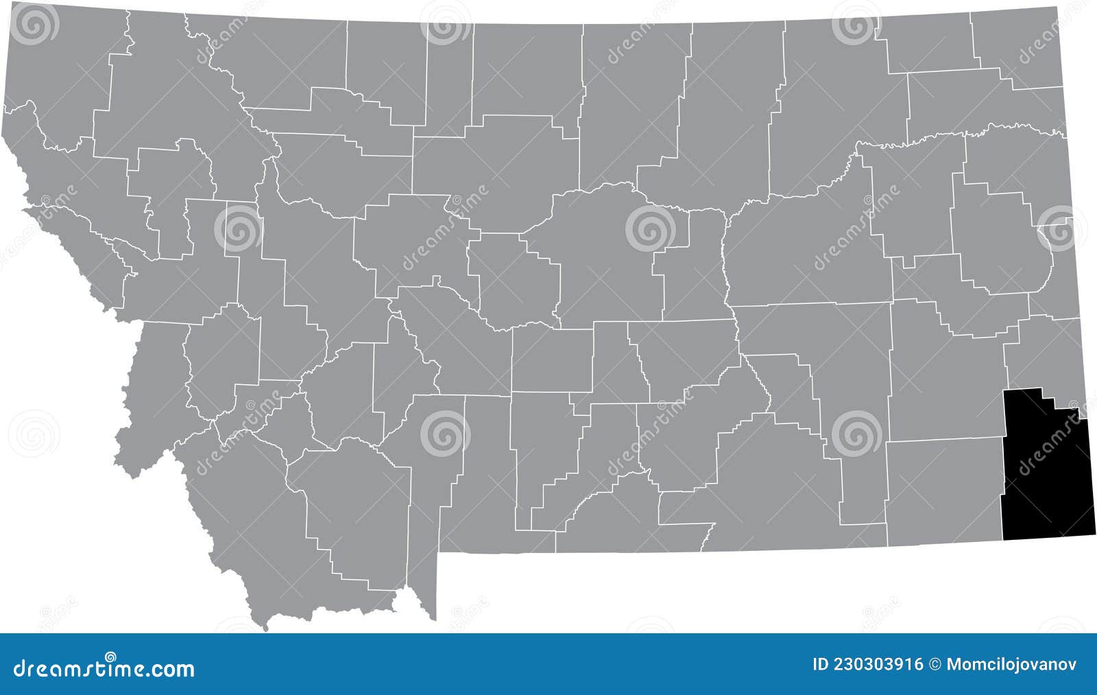 location map of the carter county of montana, usa