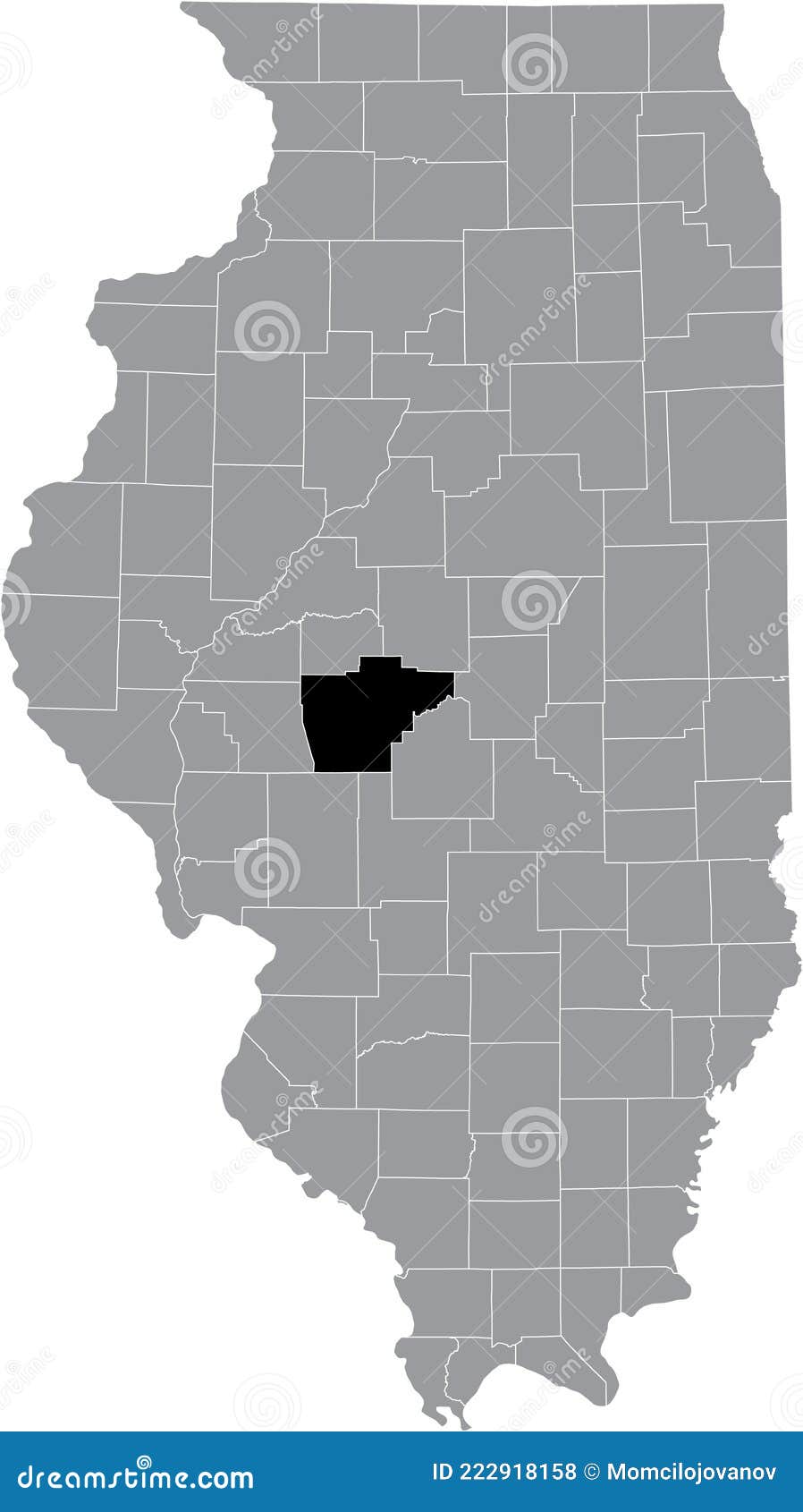 Location Map of the Sangamon County of Illinois, USA Stock Vector
