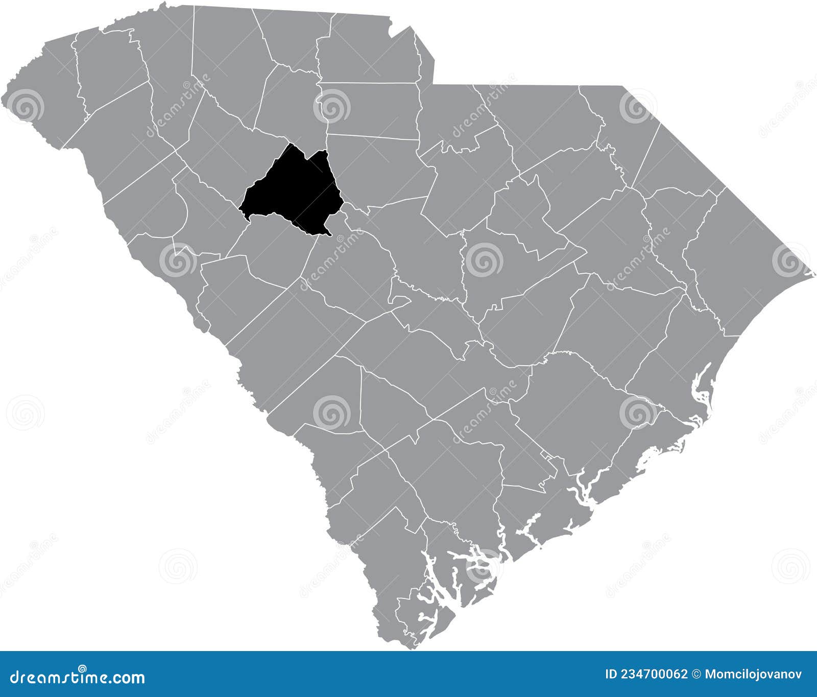 Black Highlighted Location Map Newberry County Inside Gray Administrative Map Federal State South Carolina Usa 234700062 
