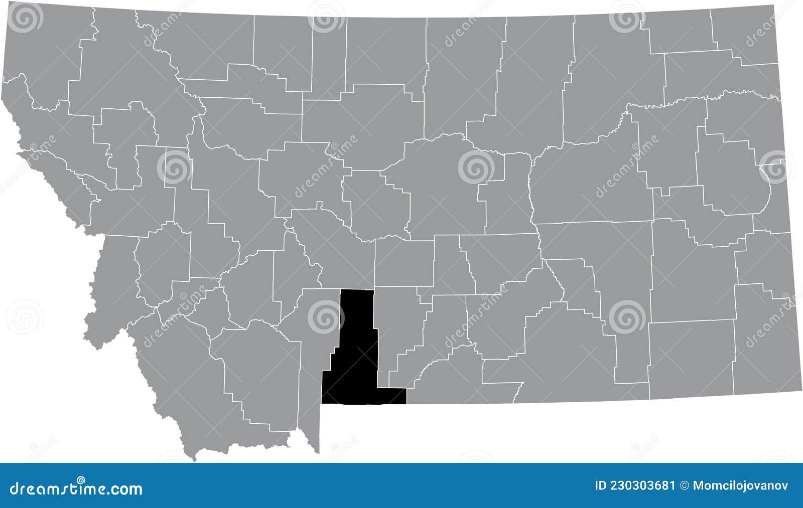 location map of the park county of montana, usa