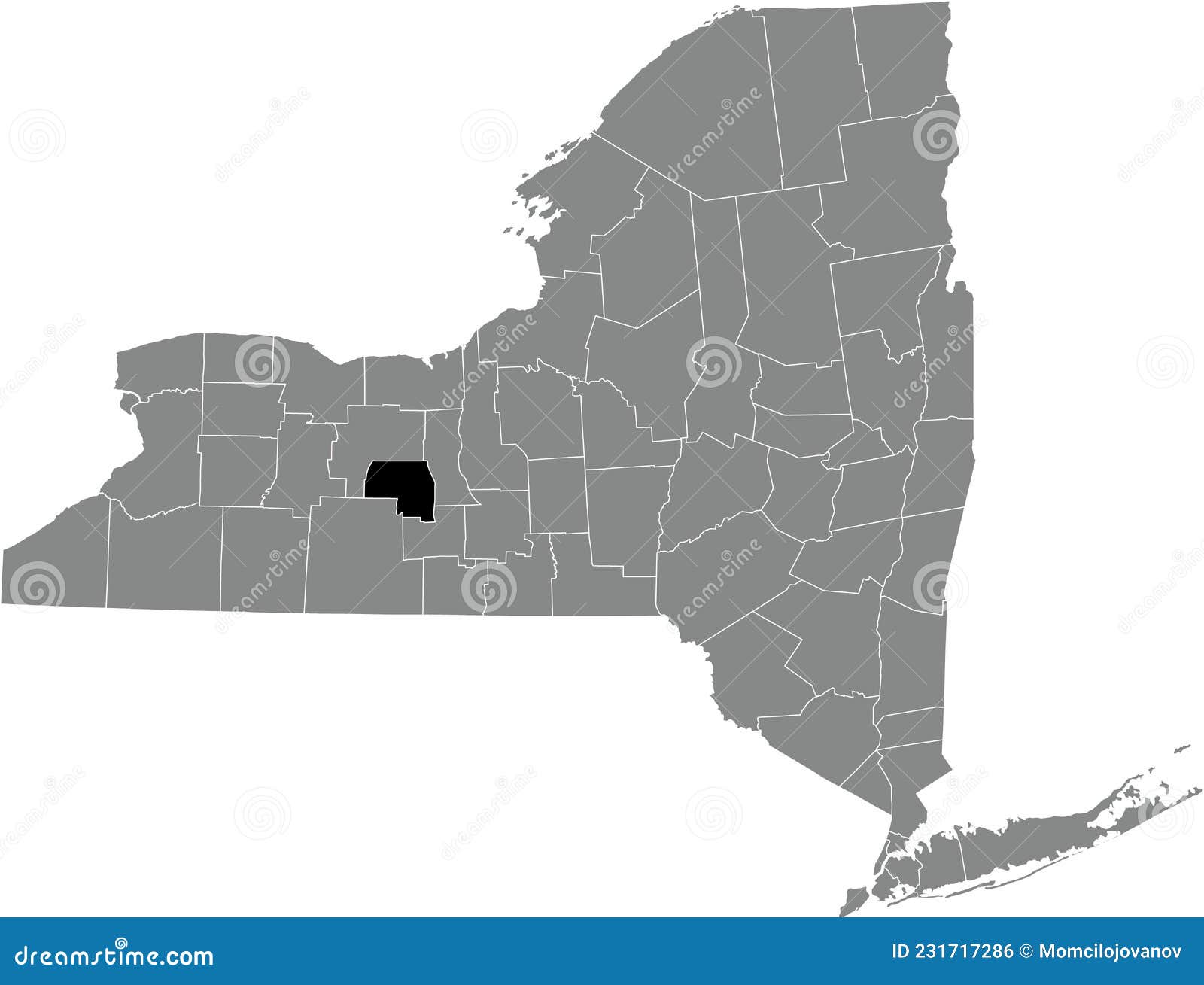Location Map of the Yates County of New York, USA Stock Vector Illustration of eastern