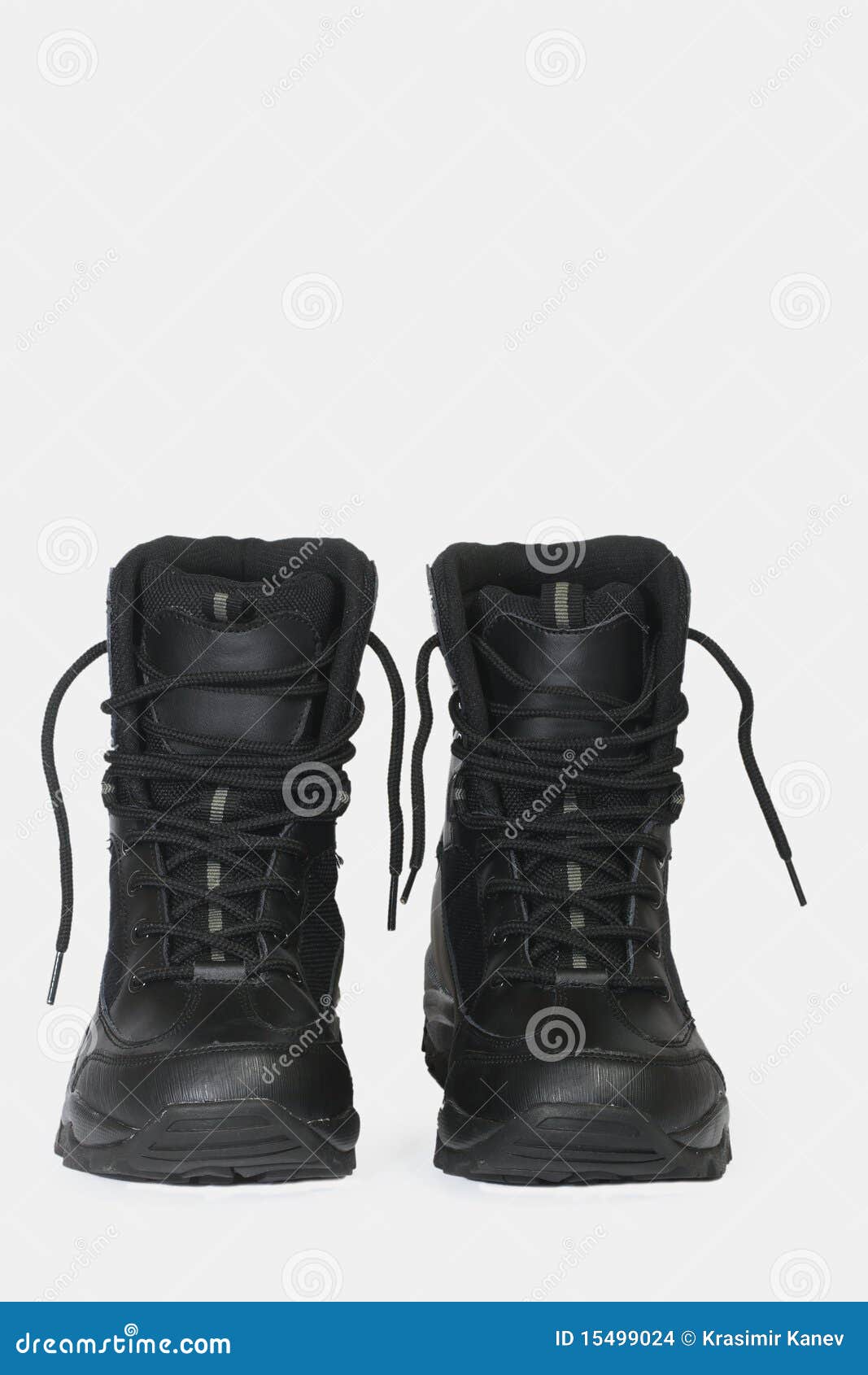 Black hiking boots stock photo. Image of human, fastened - 15499024