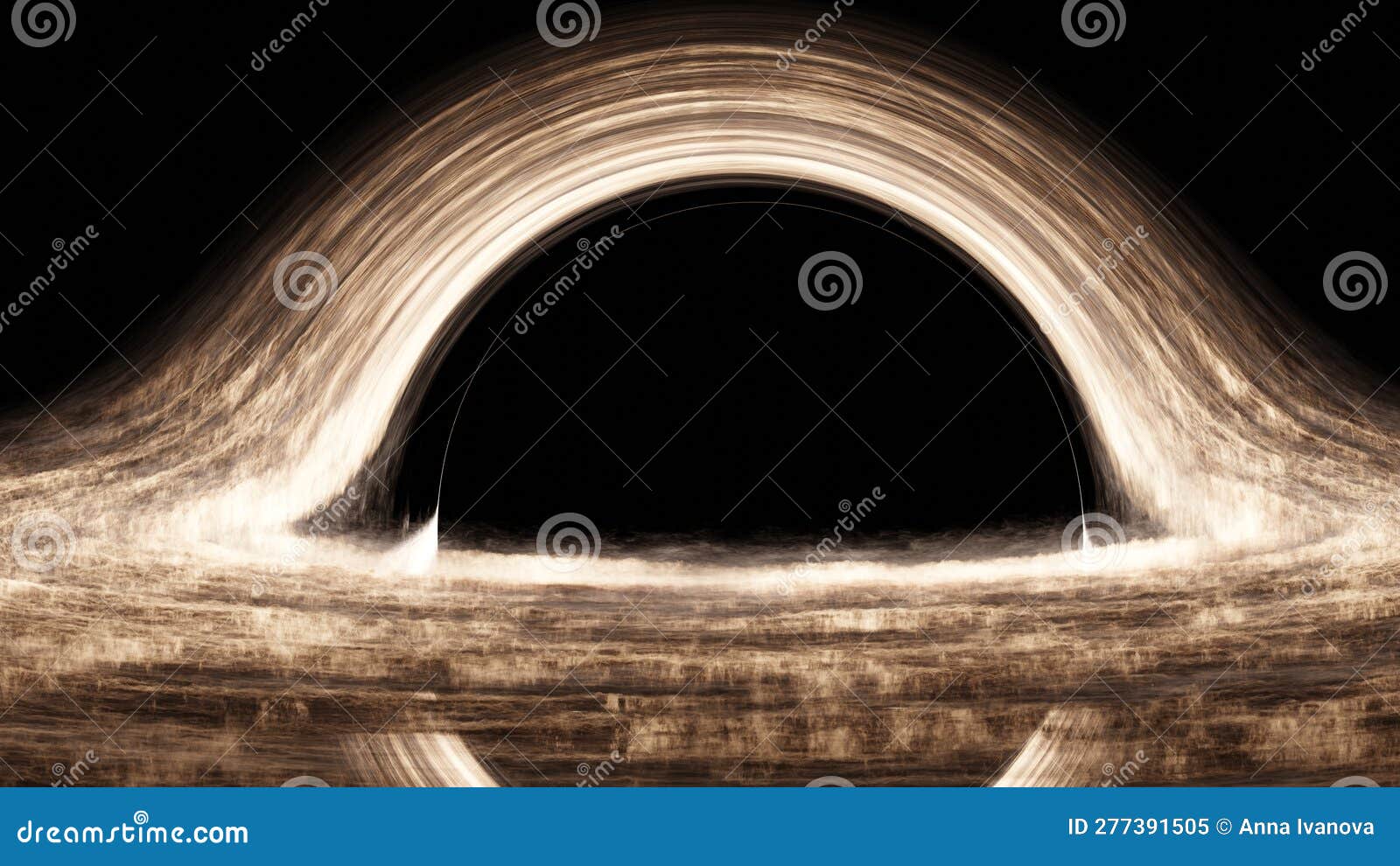 black hole in space devouring space and black matter. interstellar space, hot ionized gas around a black hole. distortion of space