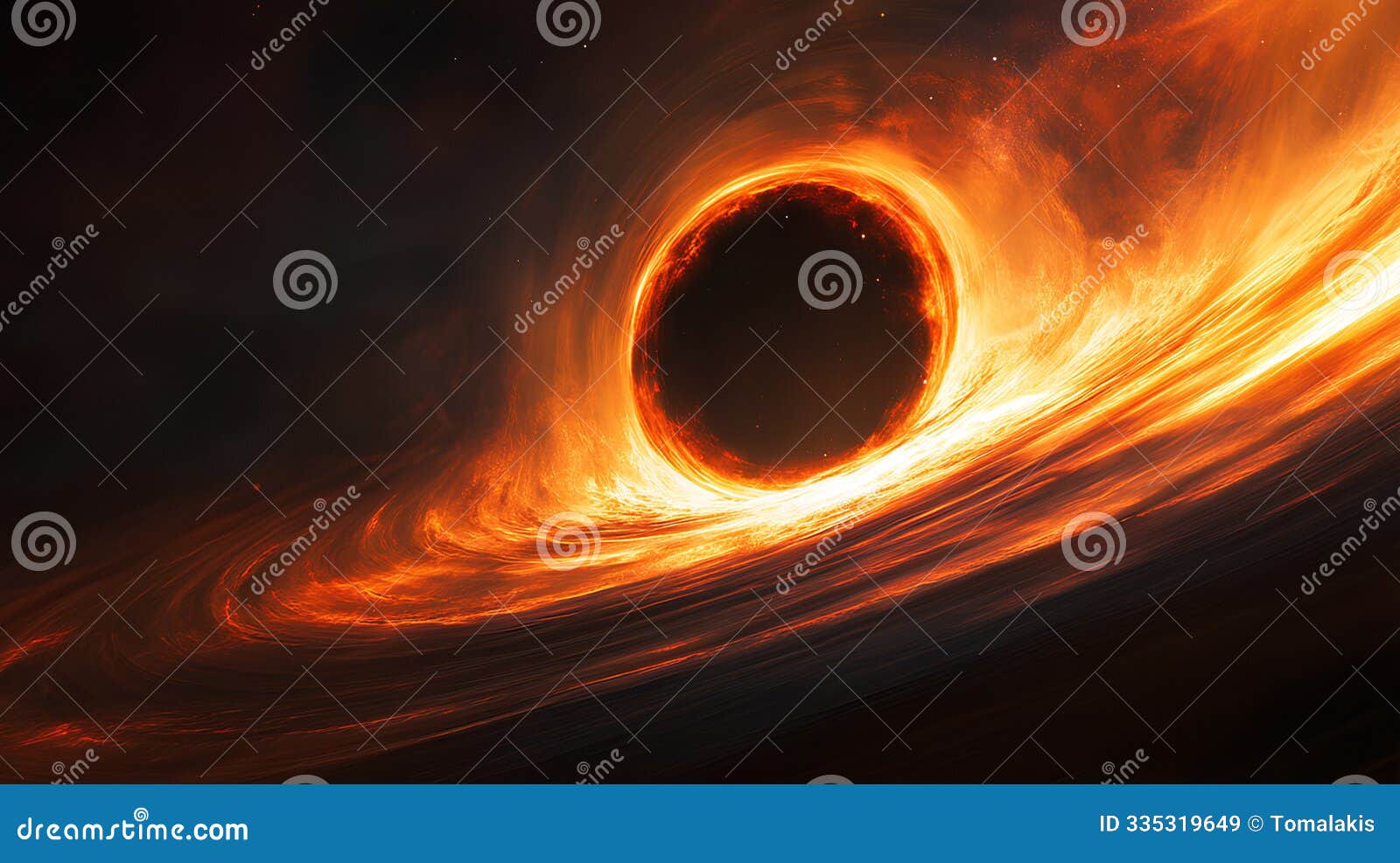 black hole surrounded by a fiery accretion disk