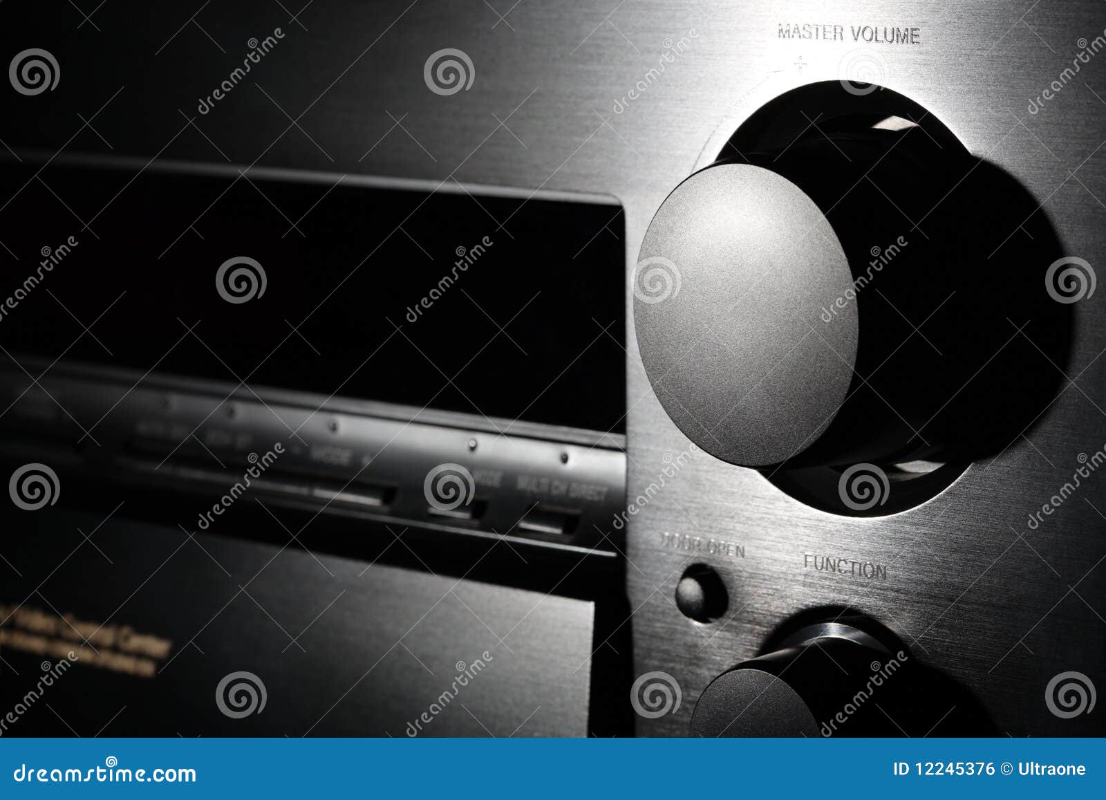 Black Home Theater Amplifier with Volume Knob Clos Stock Photo Image of stereo, switch 12245376