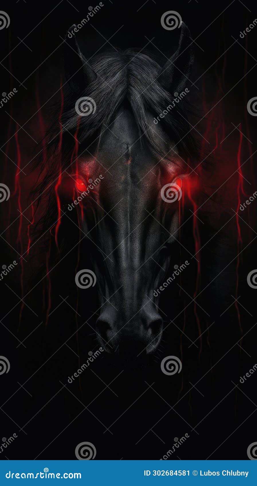 A Black Horse with Red Eyes Stock Illustration Illustration of