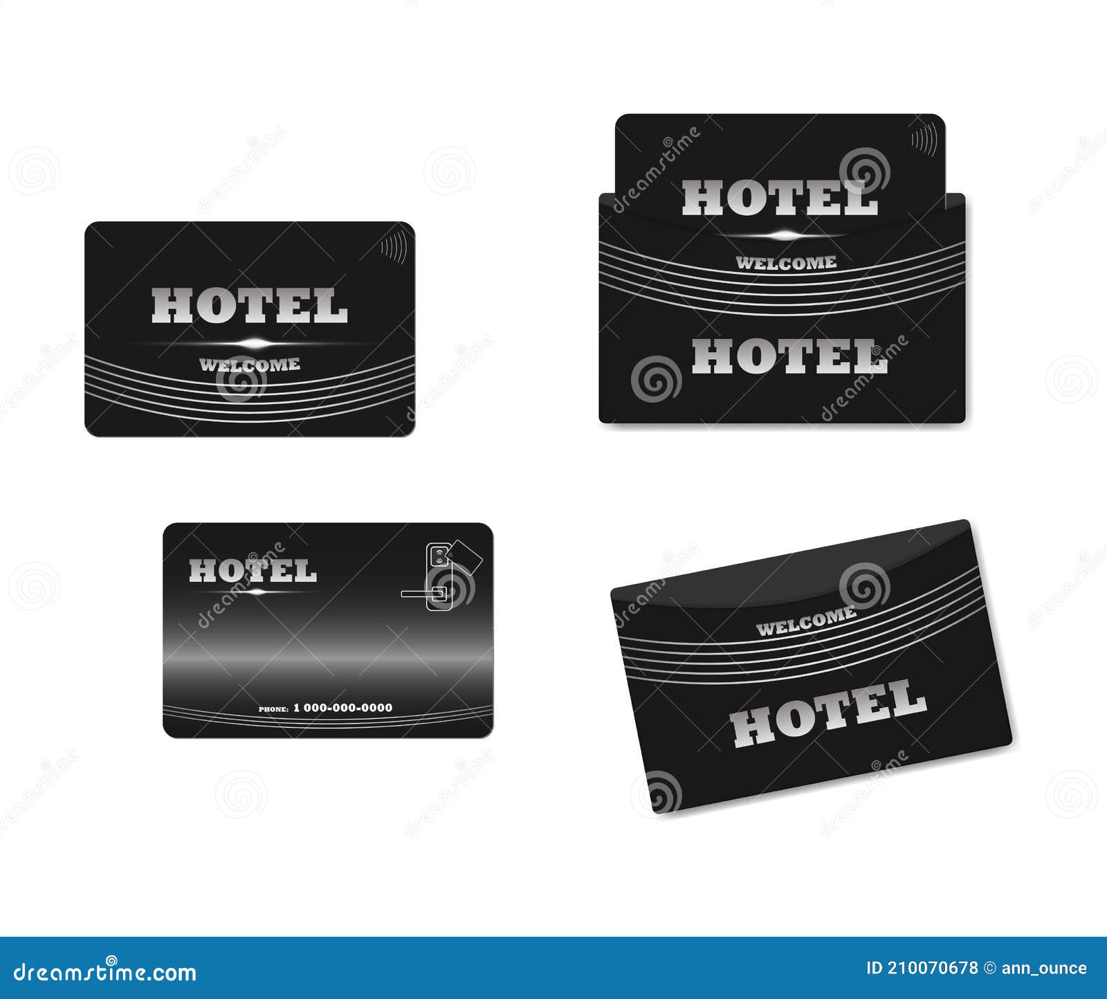 Black Hotel RFID Key Card with Keycard Sleeve Holder, Vector With Regard To Hotel Key Card Template