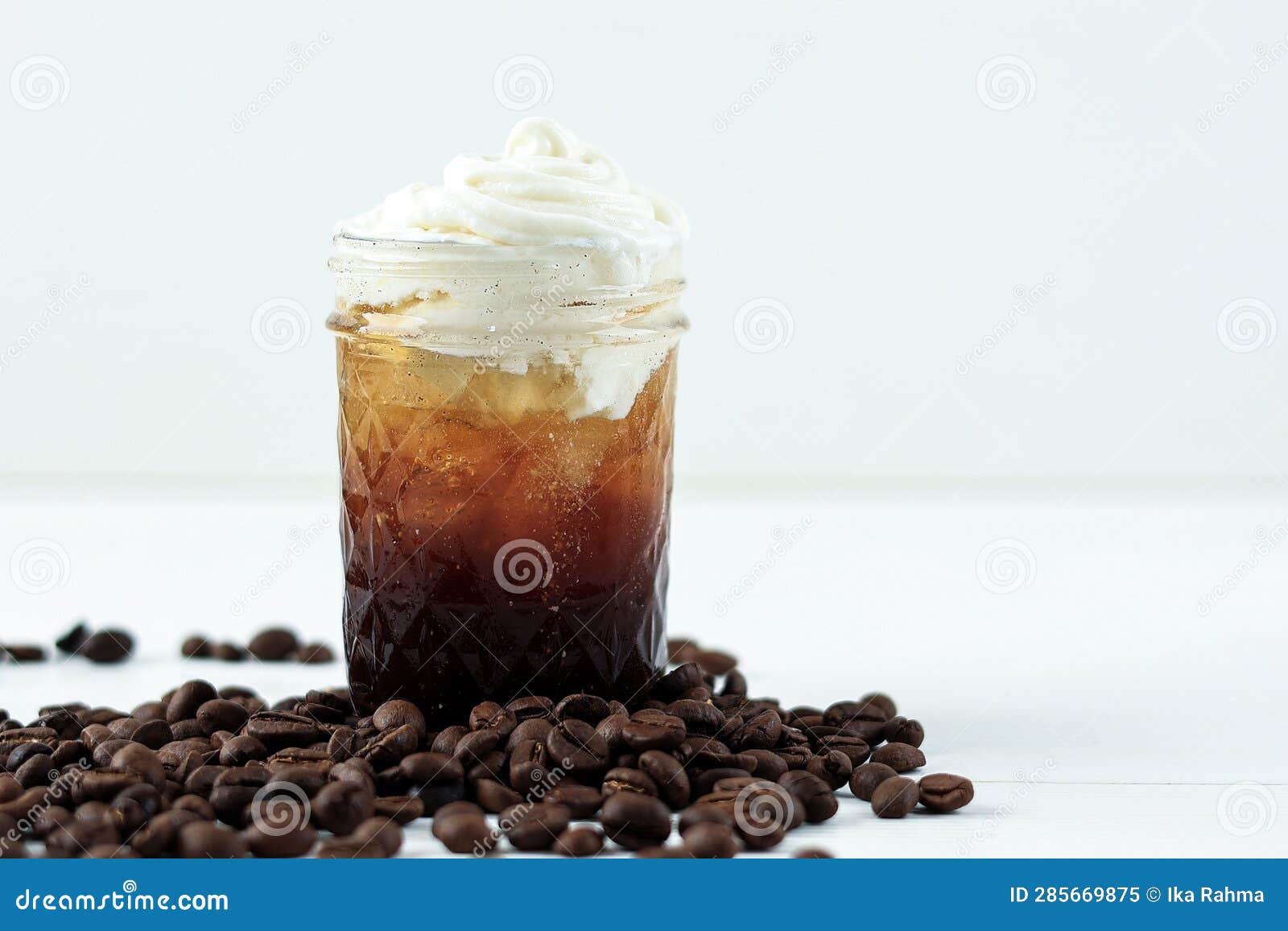 Iced Coffee with Whip Cream Topping Stock Image Image of froth