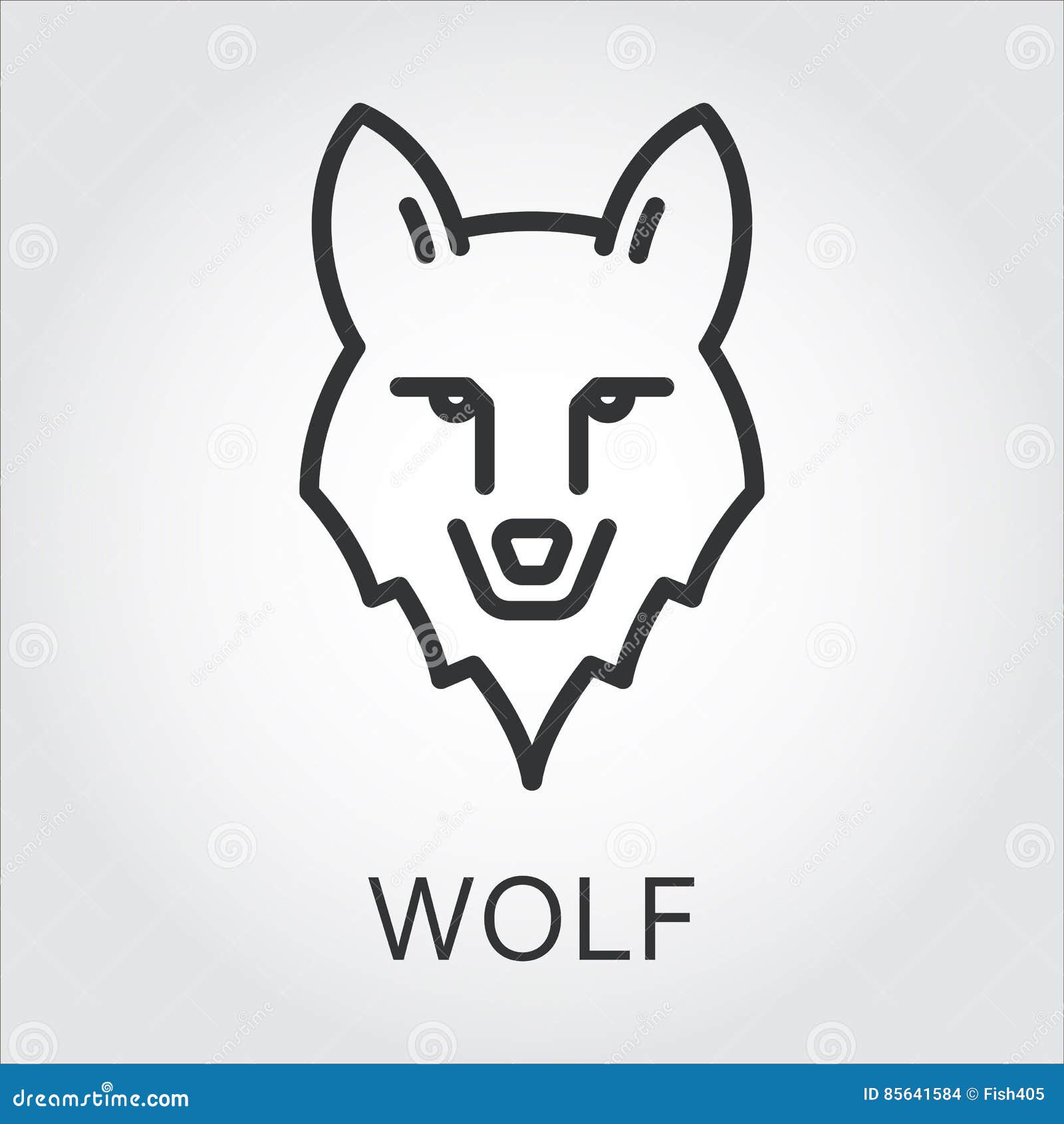 Black Icon Style Line Art Head Wild Animal Wolf Stock Vector Illustration Of Design Lined