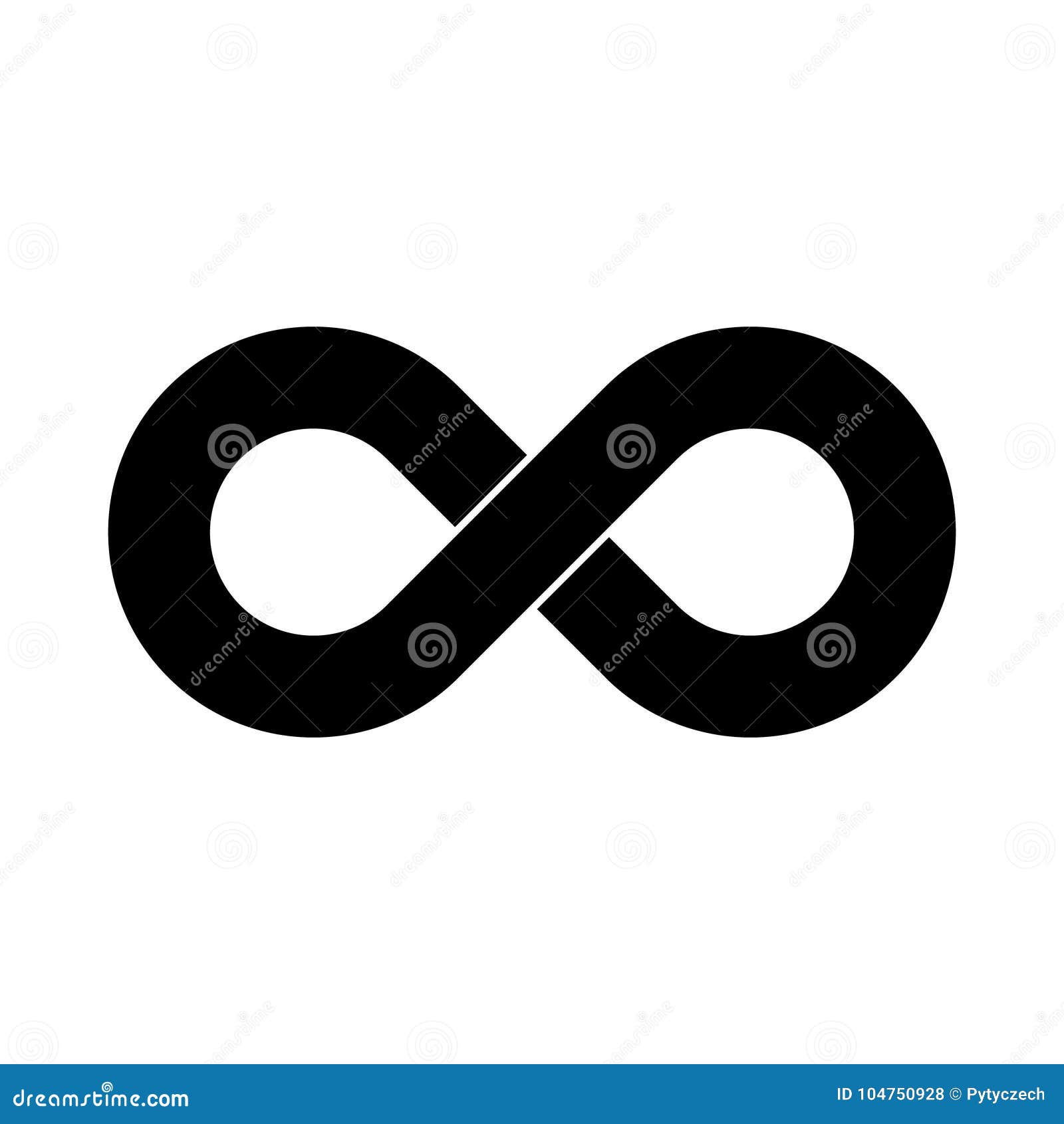 Black Infinity Symbol Icon Simple Flat Vector Design