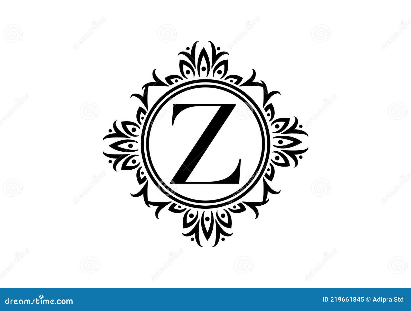 Black Initial Z Letter in Classic Frame Stock Vector Illustration of letters, bold 219661845