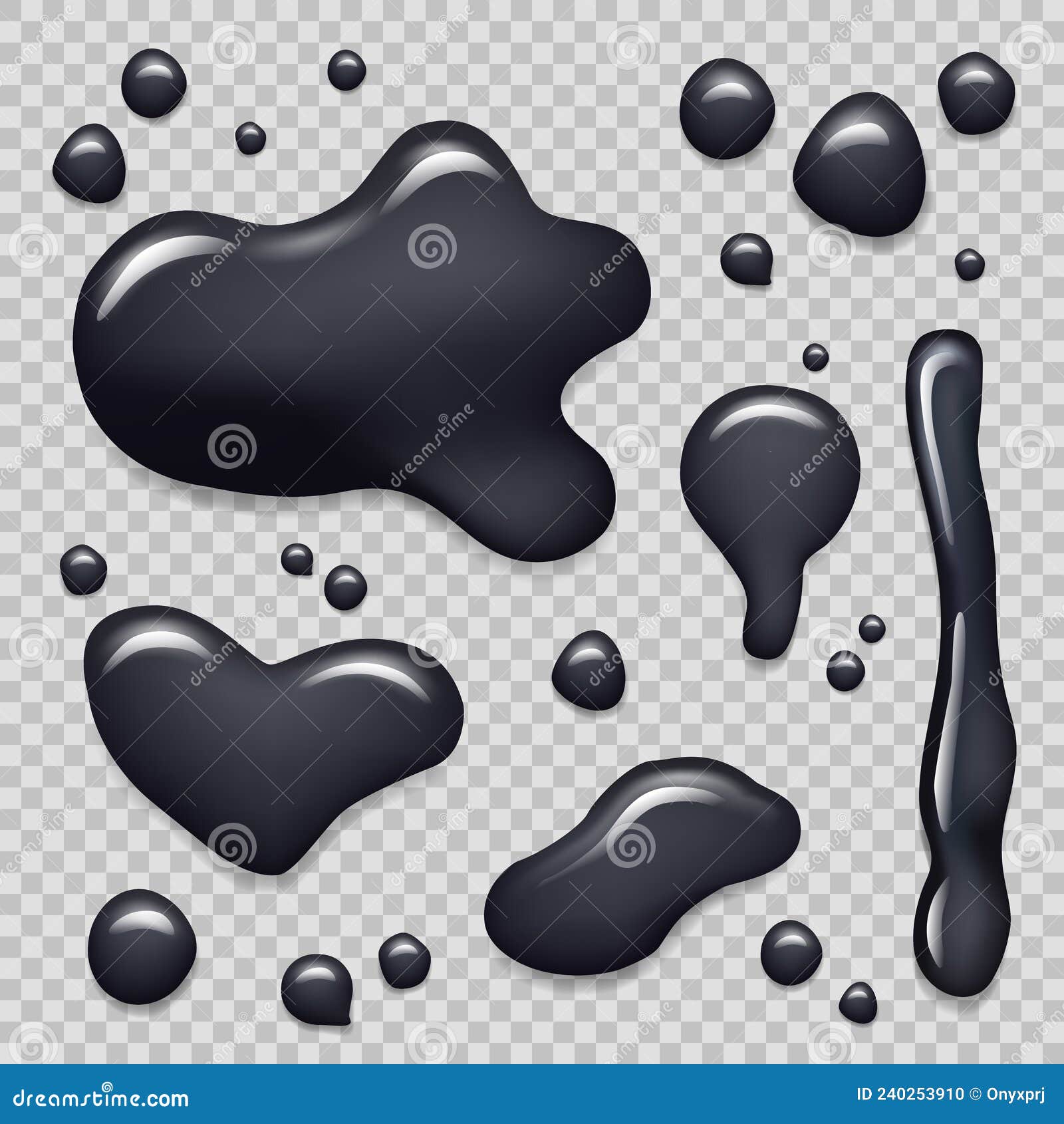 black ink. liquids dripping paint drop of petroleum oil ooz decent  realistic templates of blackwater